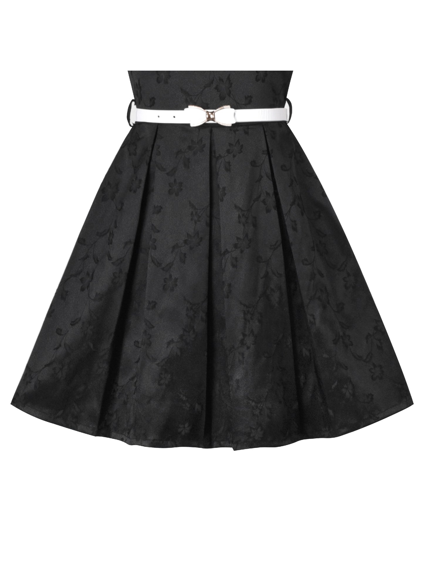 Girls Dress Flower Garden Print Elegant Chinese Style Black