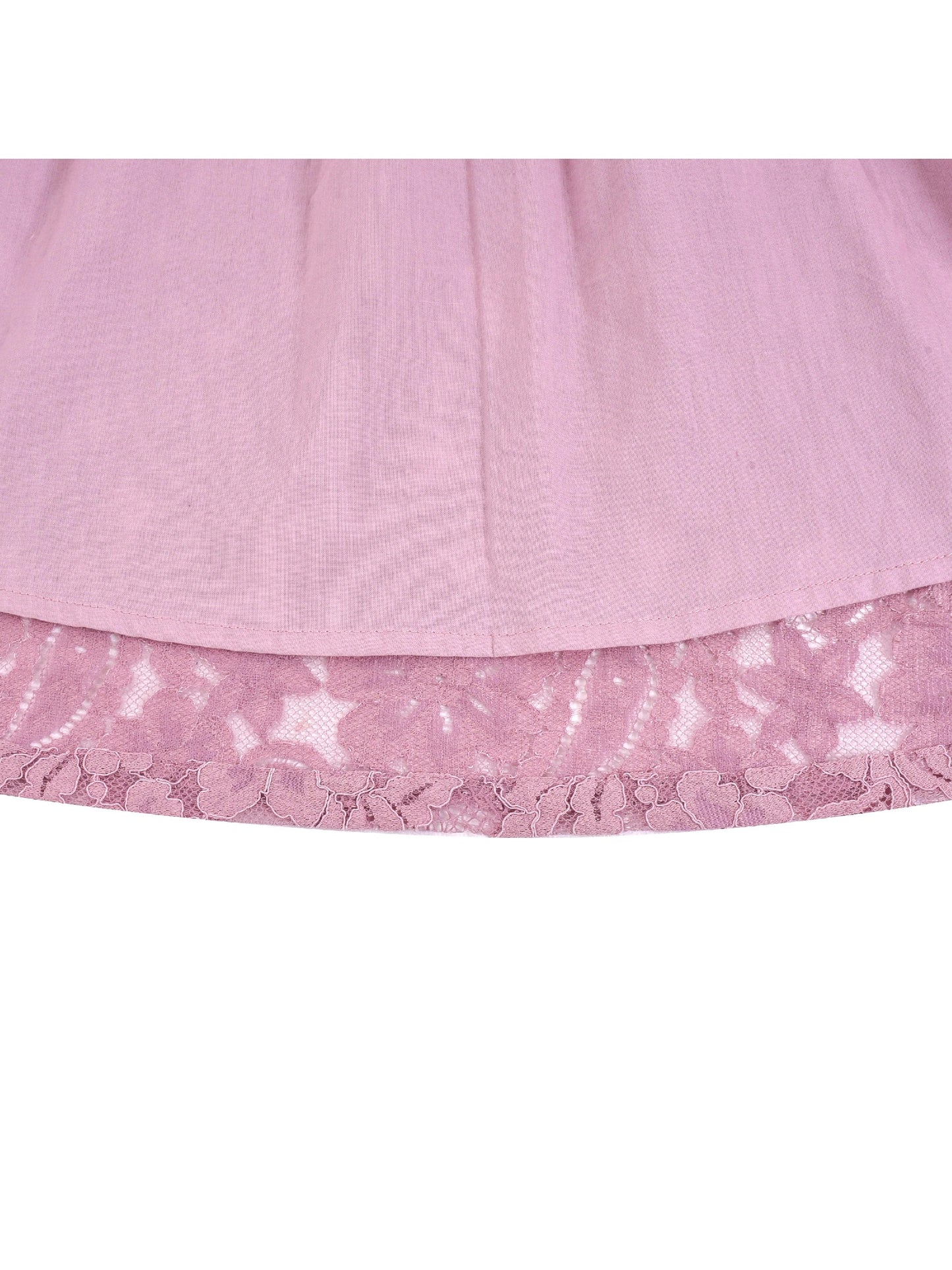 Girls Dress Flower Lace White Collar Skirt Dress Pink