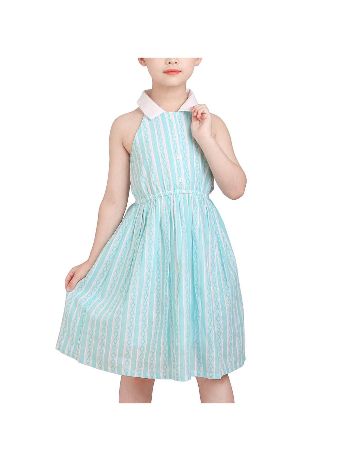 Girls Dress Transparent Shoulder Checkered Plaid Hot Pink Party Sundress Blue