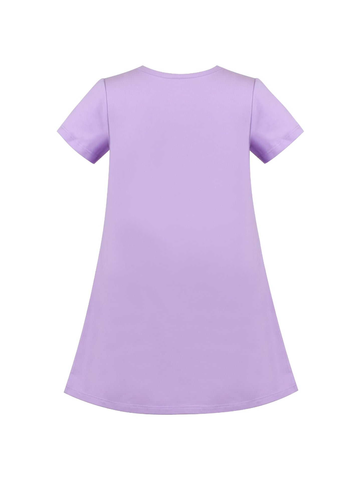 Girls Dress T-shirt Autumn Carrot Harvest Field Rabbit Dog Short Sleeve Purple