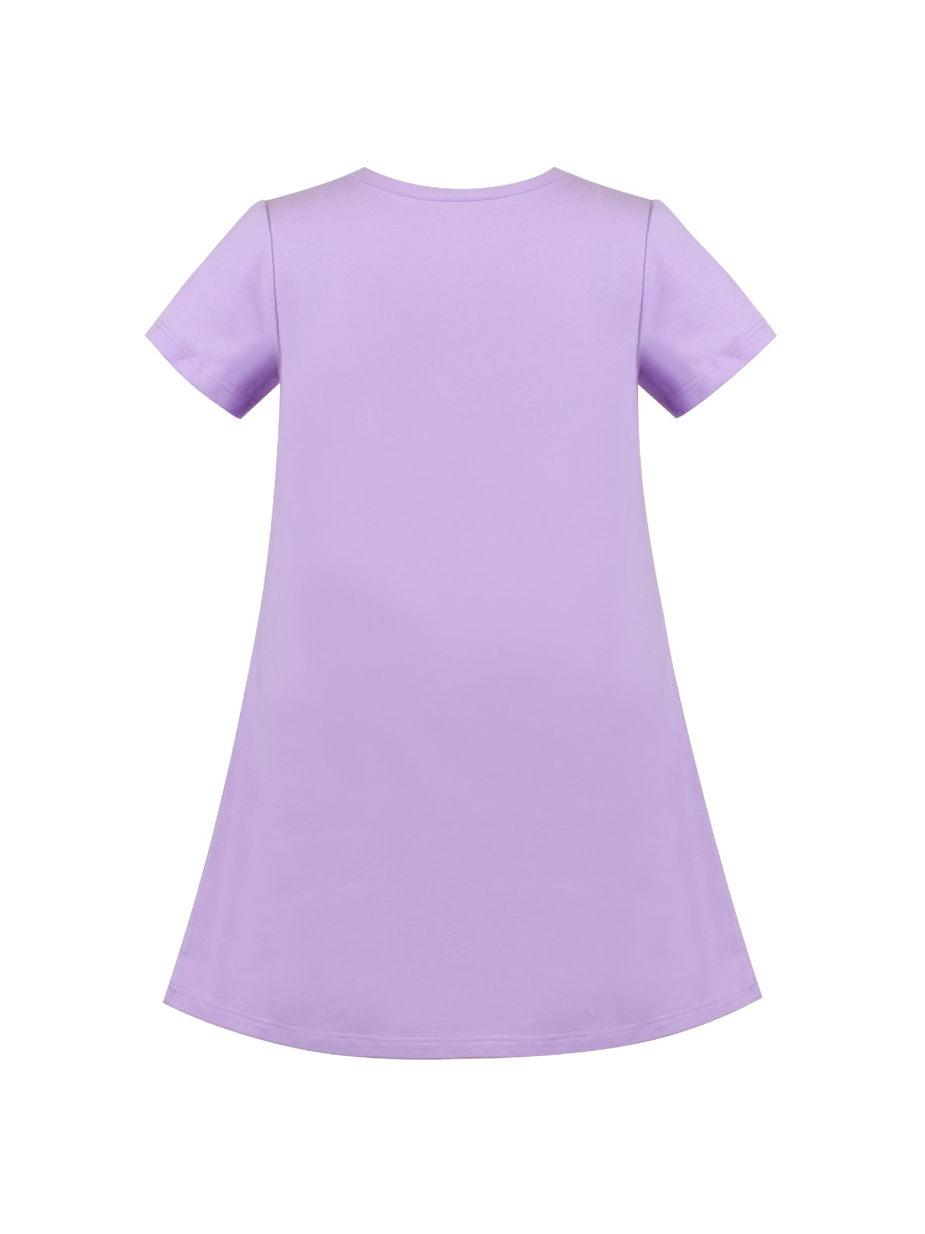Girls Dress T-shirt Autumn Carrot Harvest Field Rabbit Dog Short Sleeve Purple