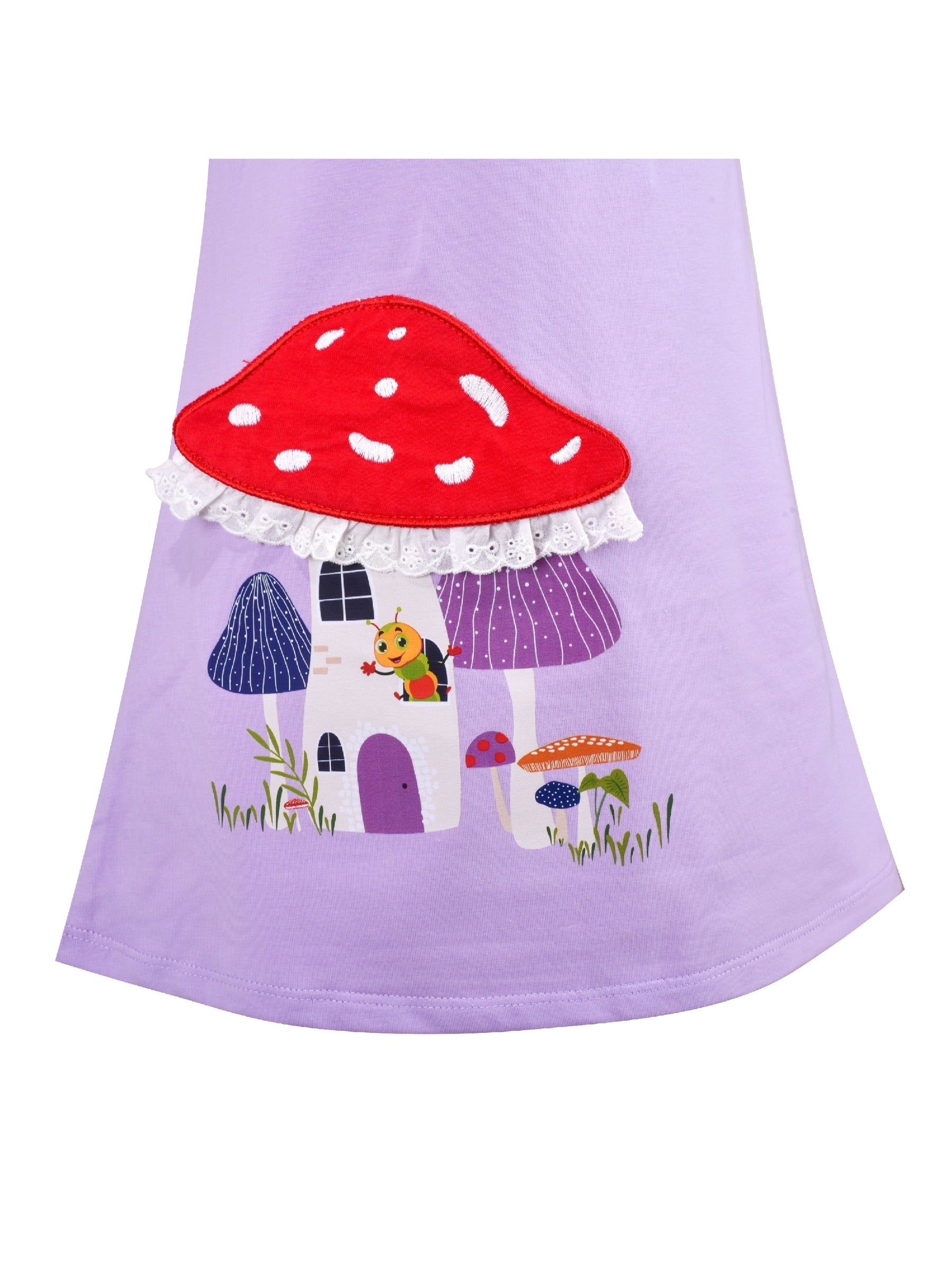 Girls Dress T-shirt Autumn Carrot Harvest Field Rabbit Dog Short Sleeve Purple