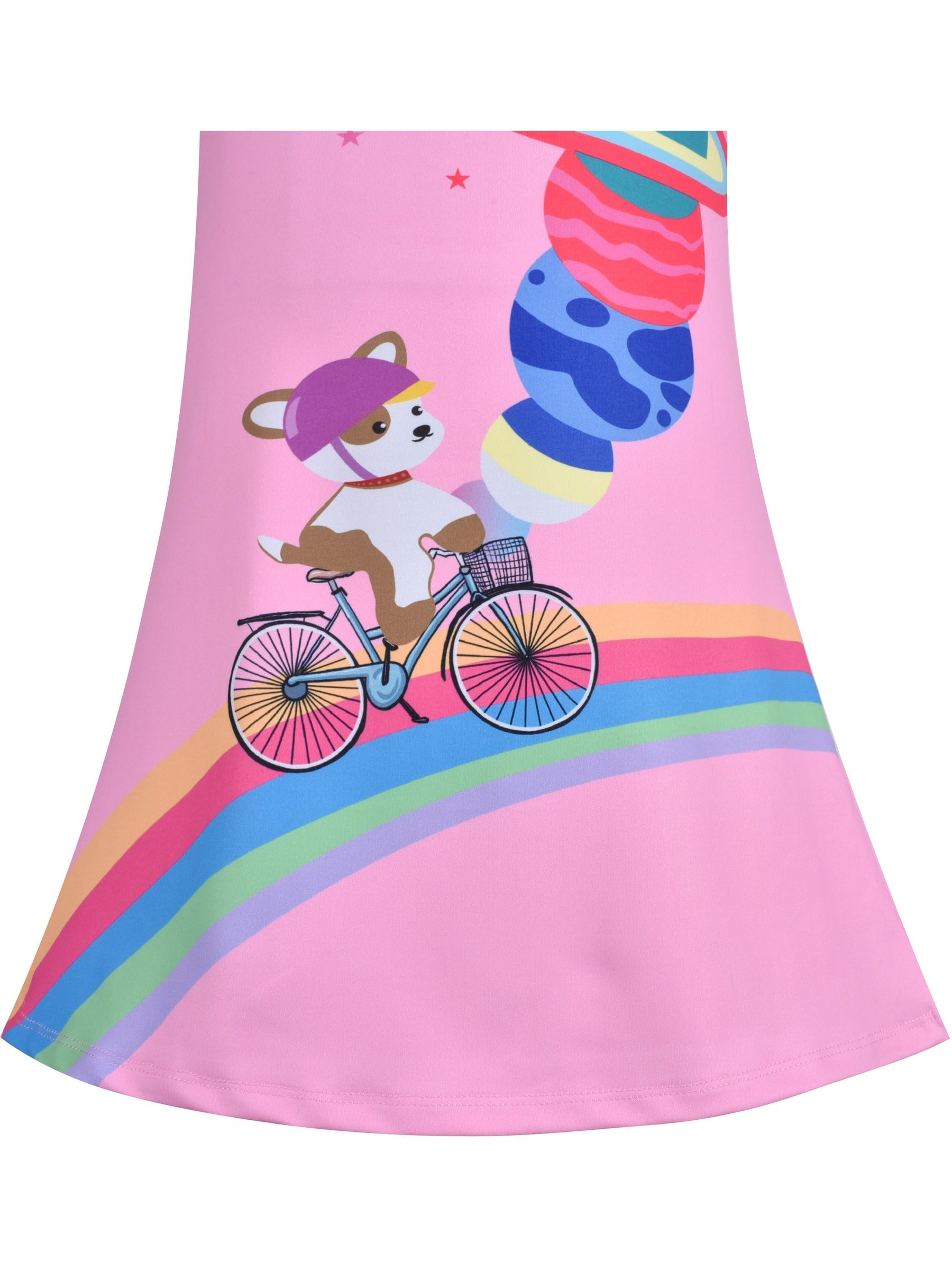 Girls Dress T-shirt Autumn Carrot Harvest Field Rabbit Dog Short Sleeve Pink