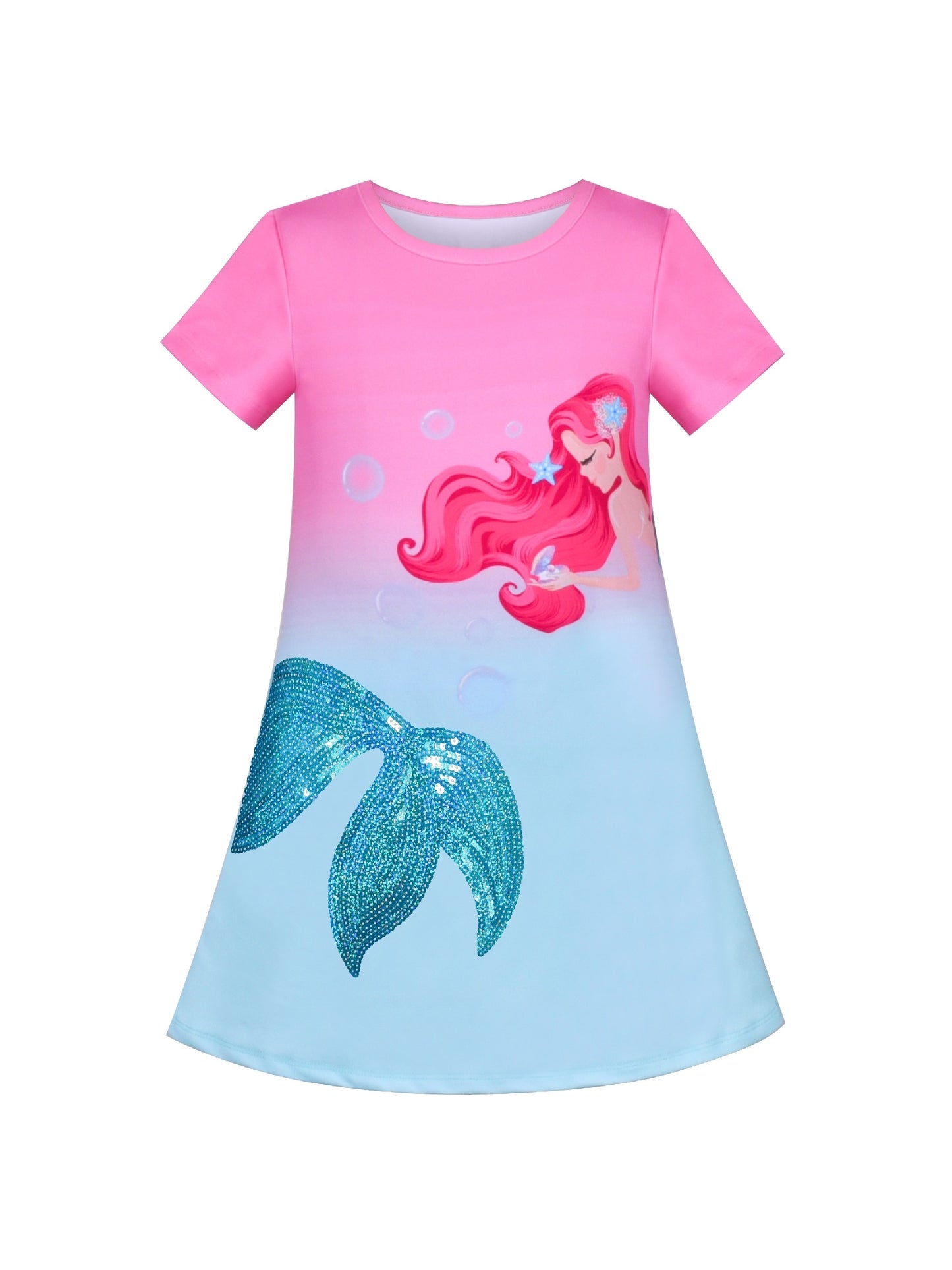 Girls Dress T-shirt Autumn Carrot Harvest Field Rabbit Dog Short Sleeve Pink