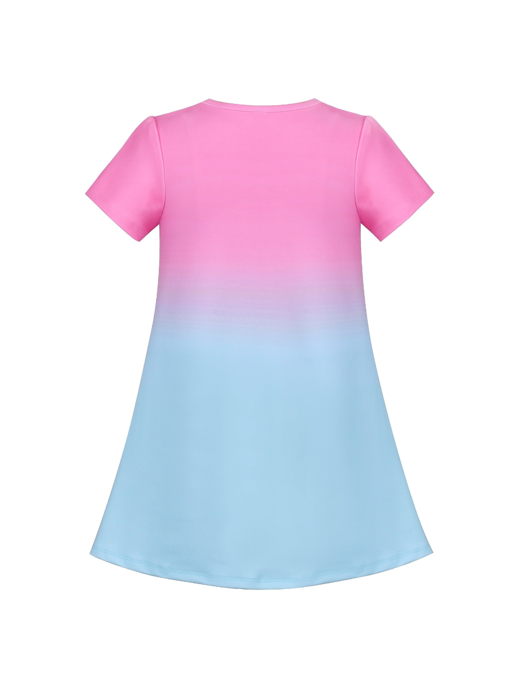 Girls Dress T-shirt Autumn Carrot Harvest Field Rabbit Dog Short Sleeve Pink