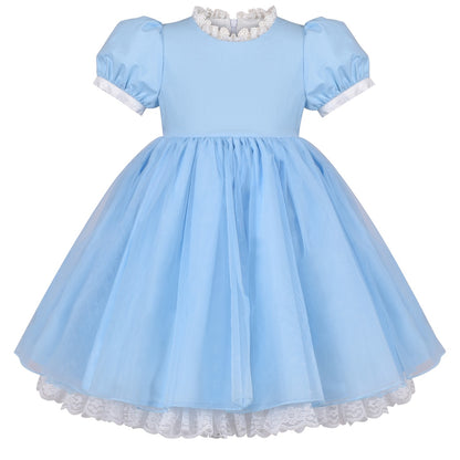 Girls German Dirndl Dress Costumes for Bavarian Oktoberfest Long Sleeve - Blue Maid