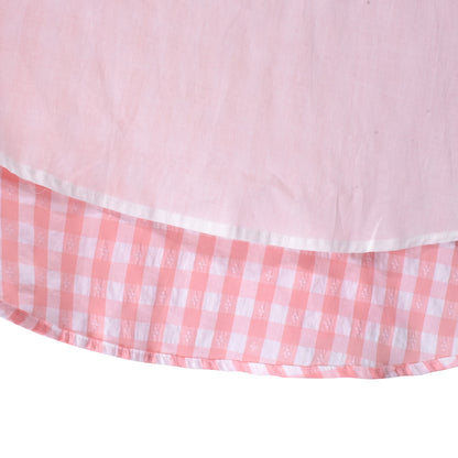 Girls Dress Lime Gingham Check Classic Waist Ruffle Cap Sleeve Casual - Pink Plaid