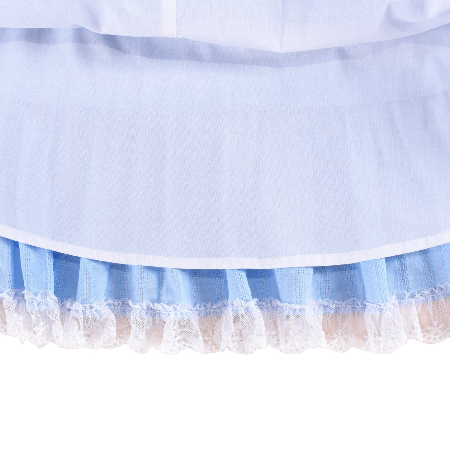 Girls Dress Red Chiffon Swiss Dot Stand Collar Ruffle Puff Short Sleeve Blue