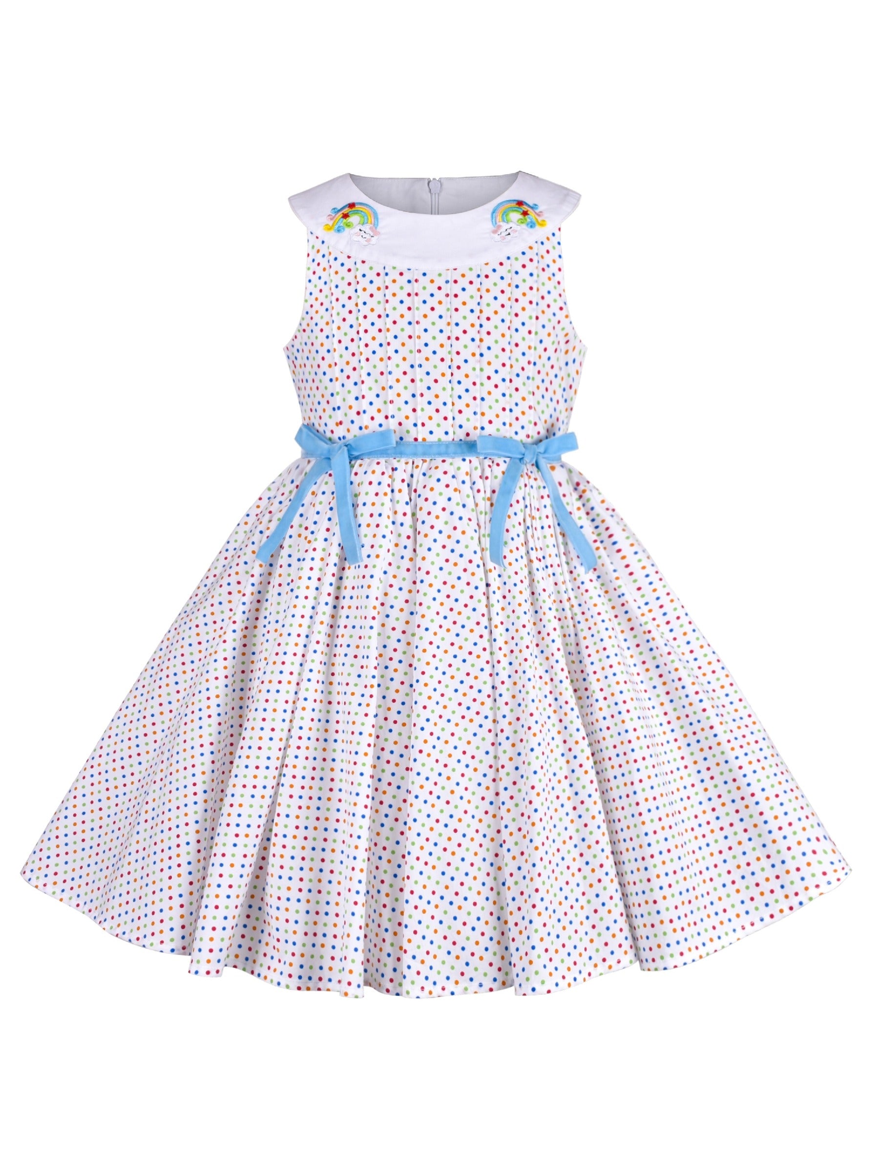 Girls Dress Yellow Rose Print Pleated Hem Wedding Pageant Party Wedding White