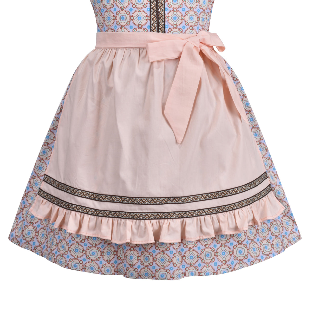 Girls German Dirndl Dress Costumes for Bavarian Oktoberfest Long Sleeve - Pale Pink