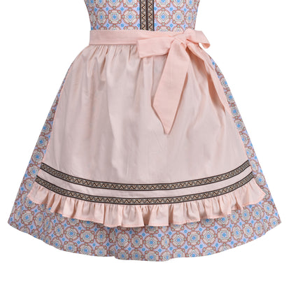 Girls German Dirndl Dress Costumes for Bavarian Oktoberfest Long Sleeve - Pale Pink