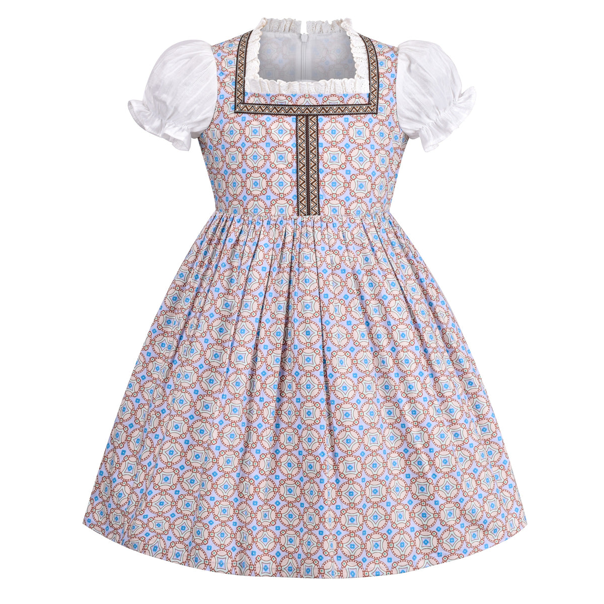 Girls German Dirndl Dress Costumes for Bavarian Oktoberfest Long Sleeve - Pale Pink