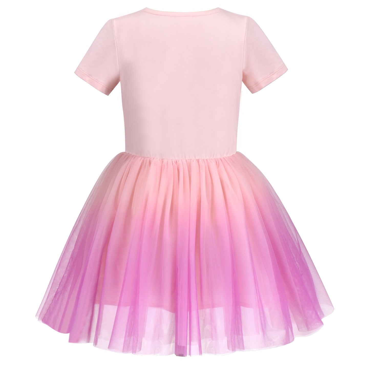 Girls Dress Dancing Girl Print Tutu Short Sleeve Sundress Pink