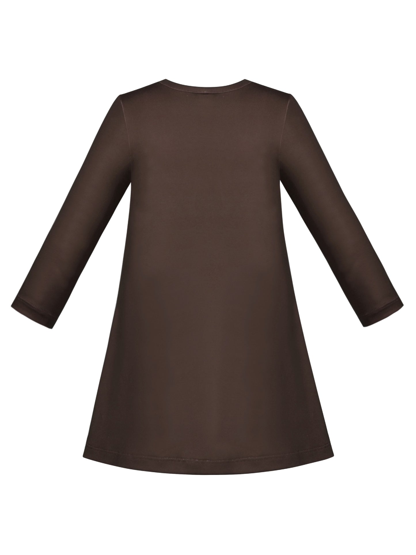 Girls Dress Long Sleeve Cotton Cartoon Sequins Pink Striped Dress Brown