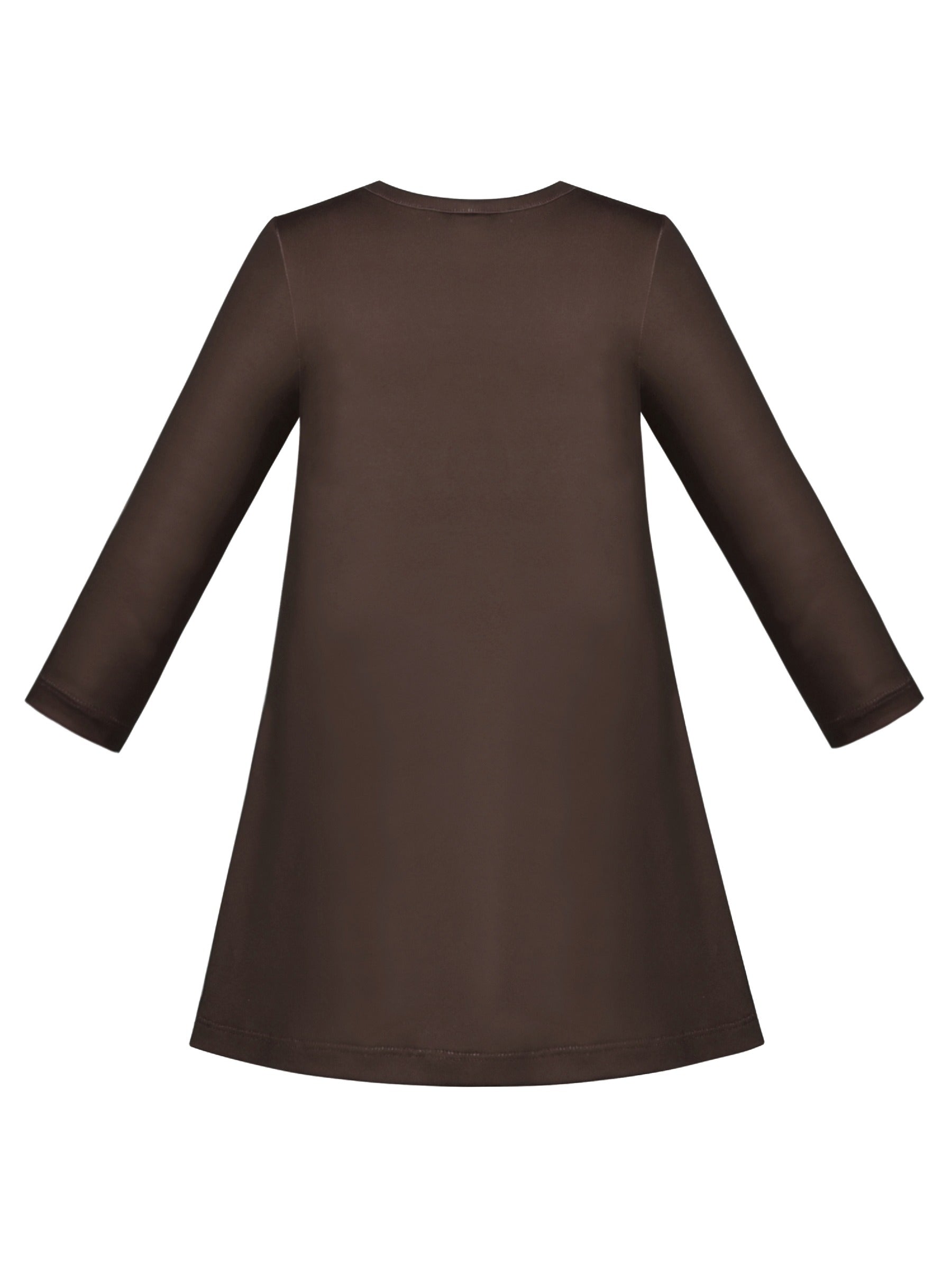 Girls Dress Long Sleeve Cotton Cartoon Sequins Pink Striped Dress Brown