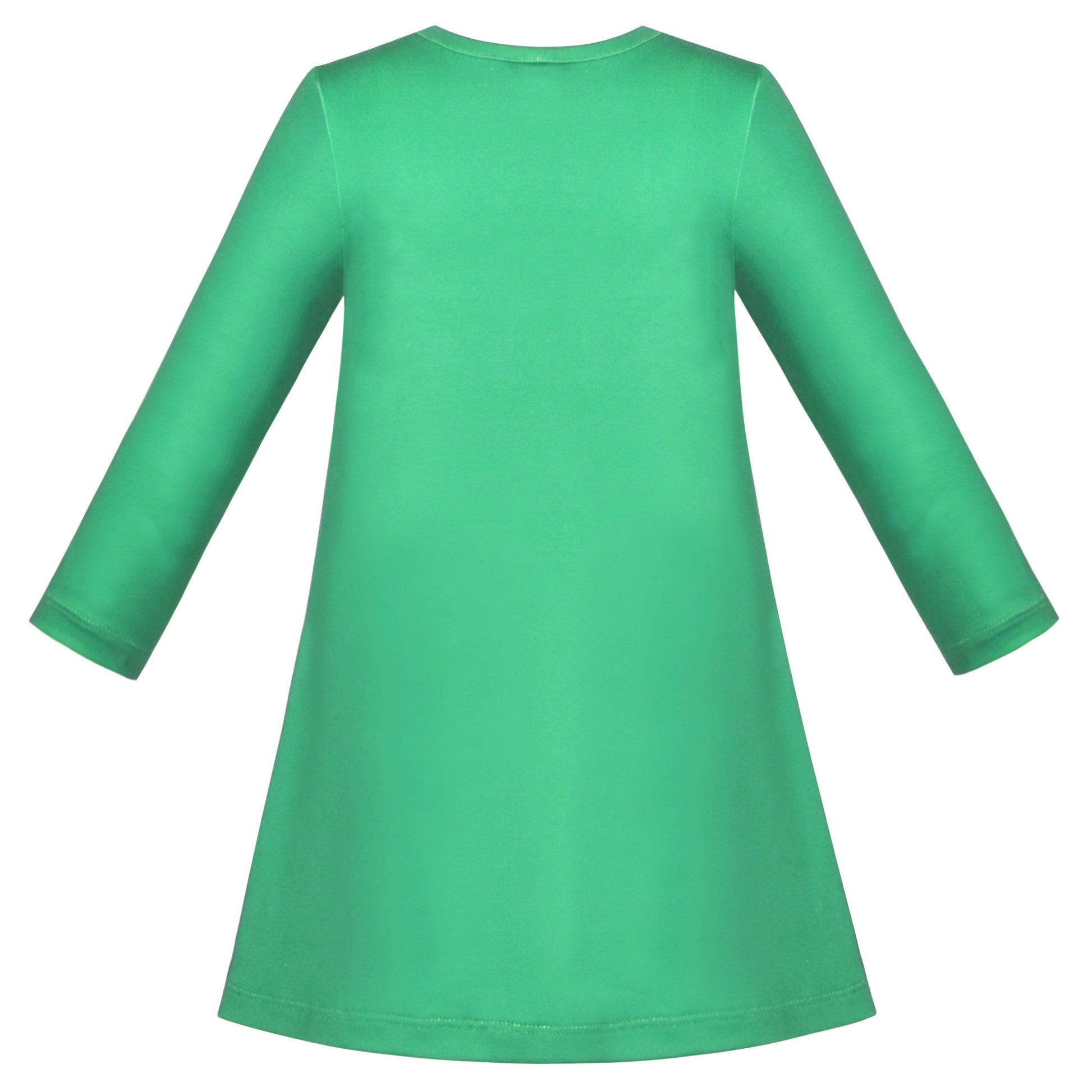 Girls Dress Long Sleeve Cotton Cartoon Sequins Pink Striped Dress Green