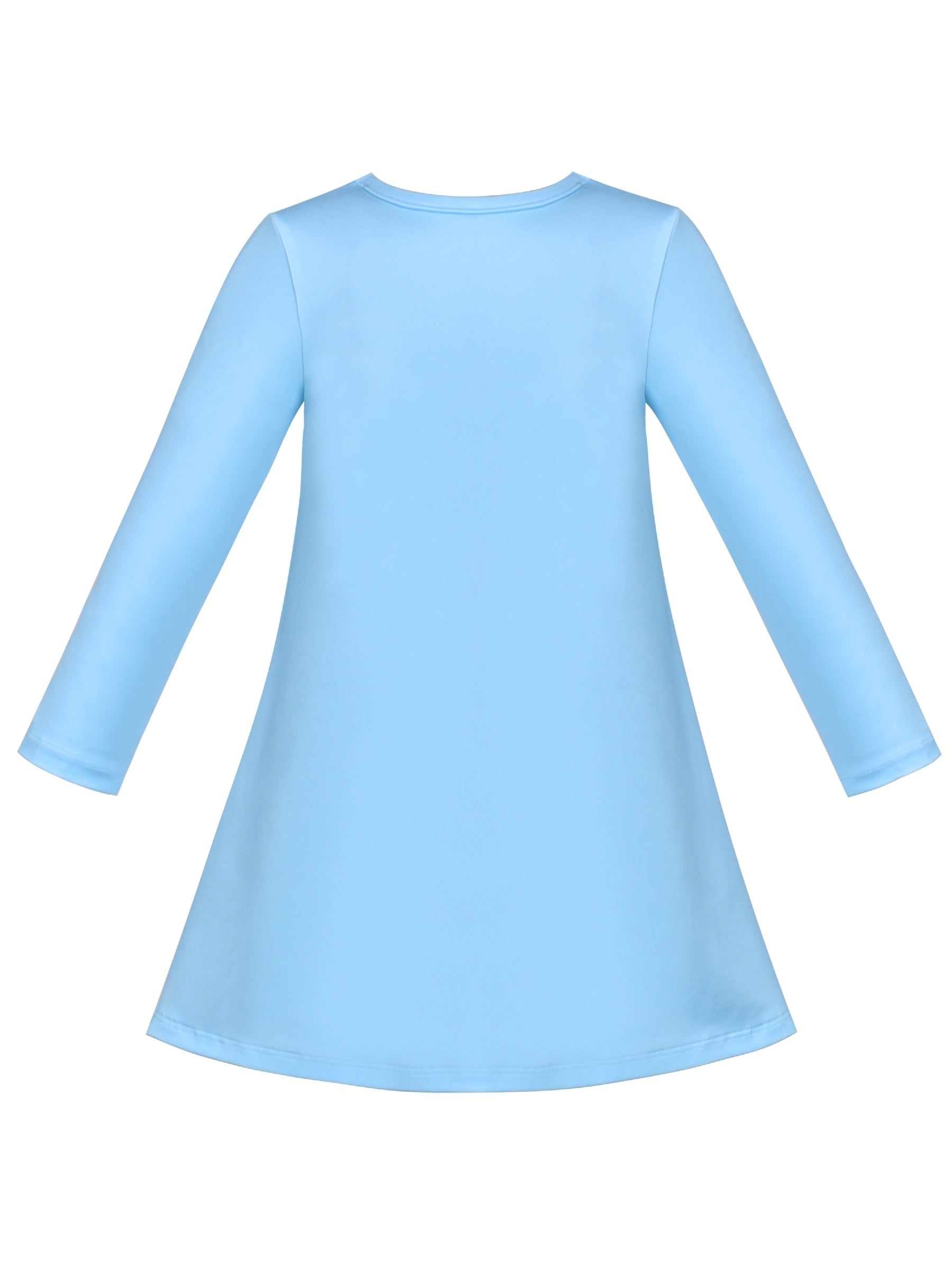 Girls Dress Long Sleeve Cotton Cartoon Sequins Pink Striped Dress Blue