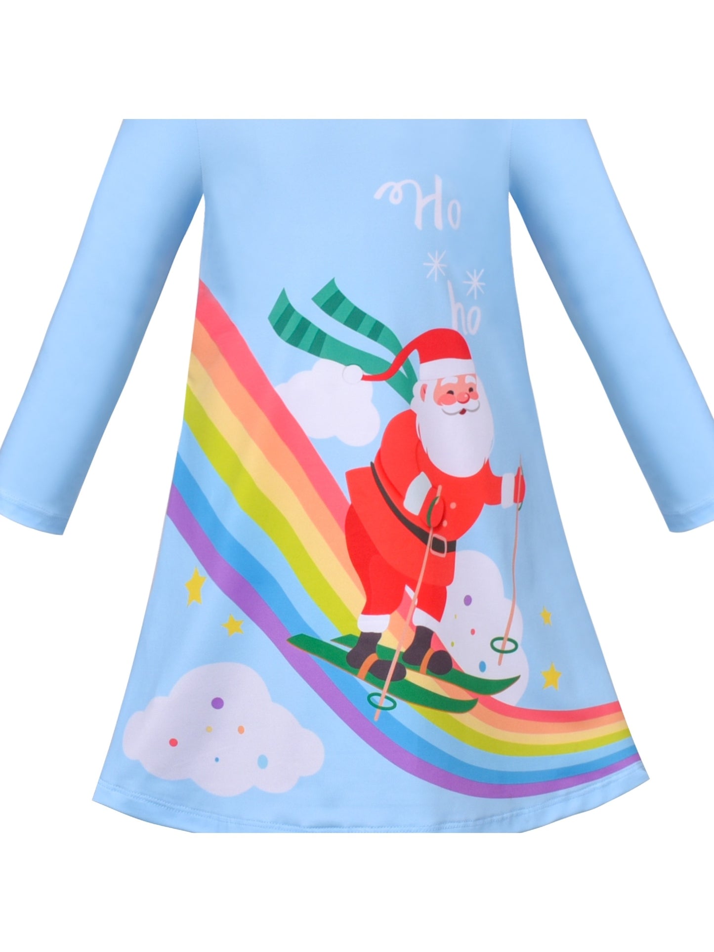 Girls Dress Long Sleeve Cotton Cartoon Sequins Pink Striped Dress Blue
