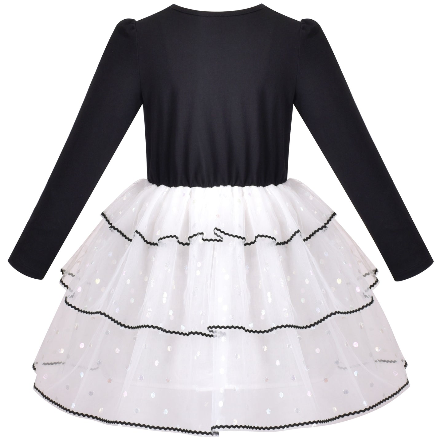 Girls Dress Christmas Reindeer Long Sleeve Party Dress Black