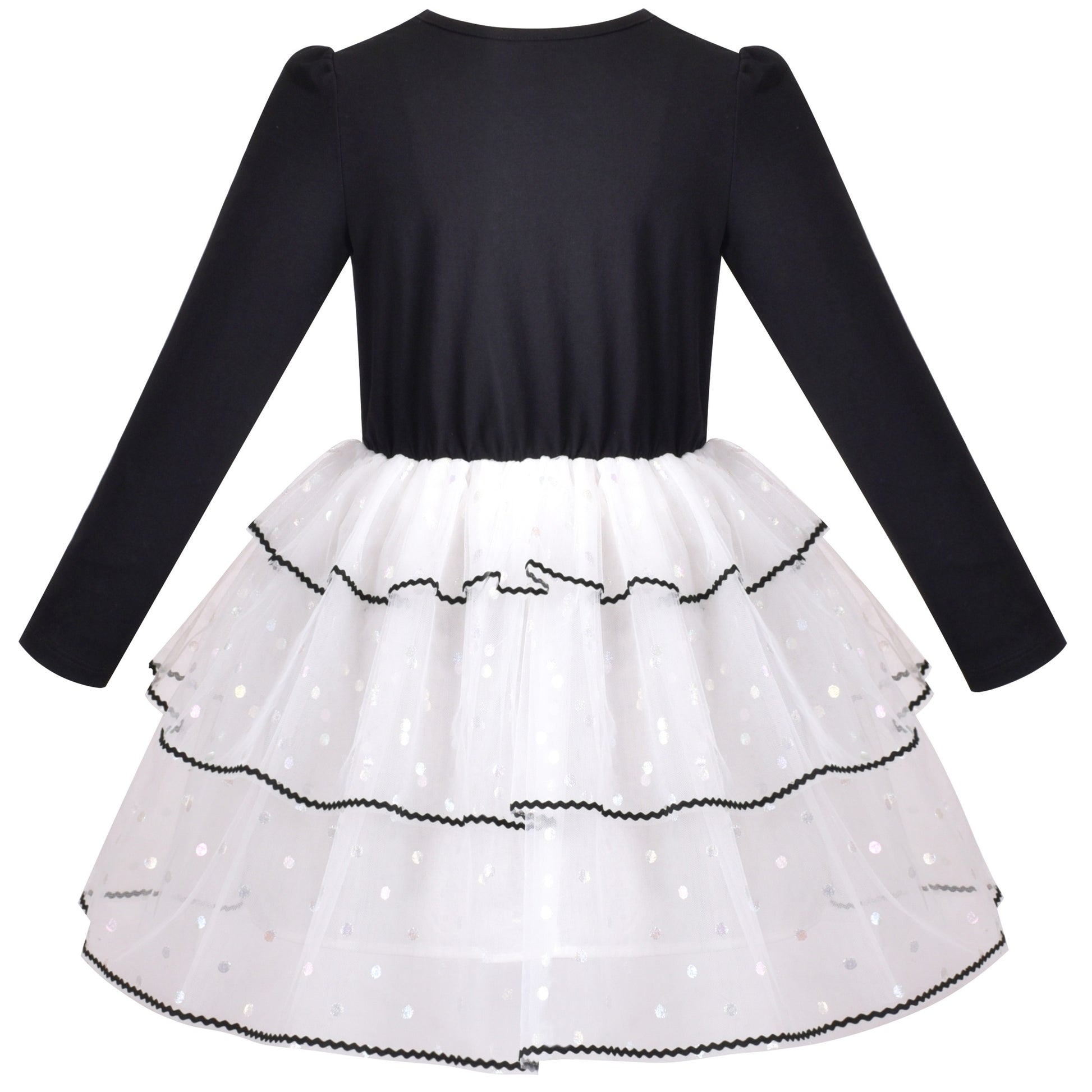 Girls Dress Christmas Reindeer Long Sleeve Party Dress Black
