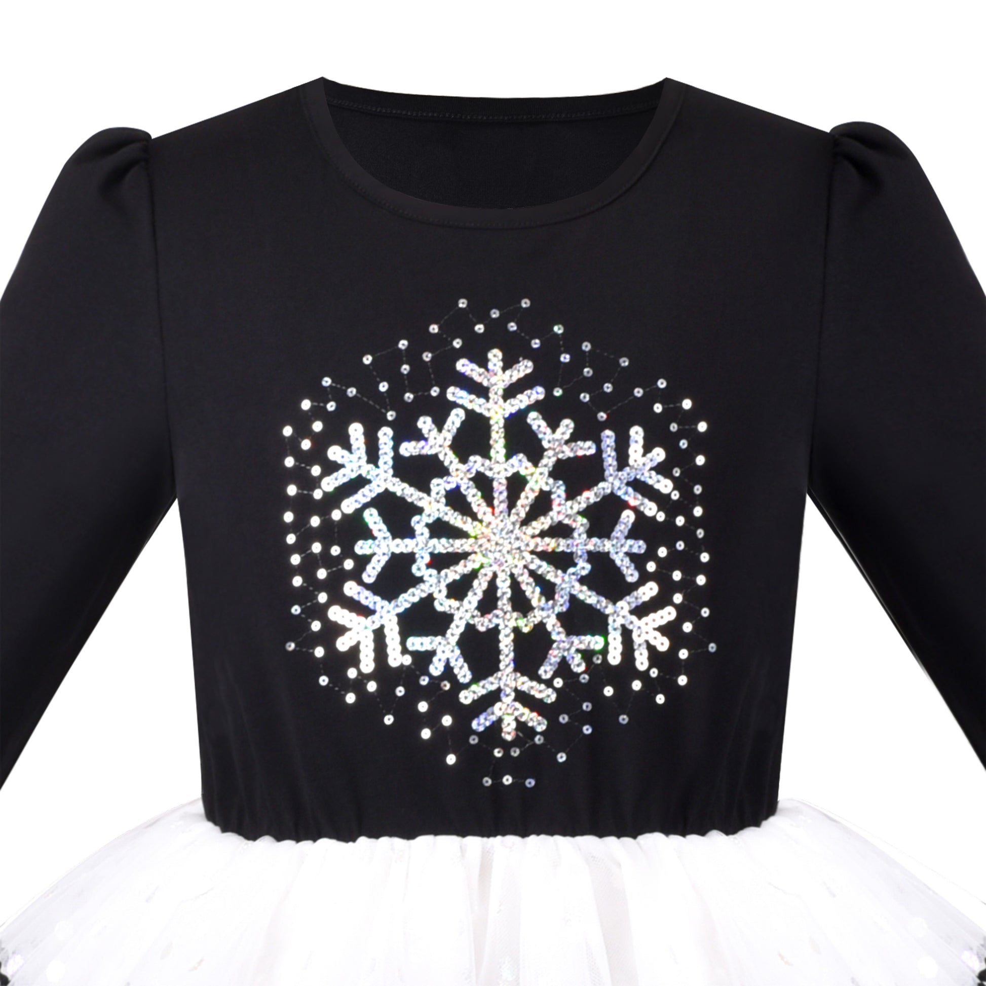 Girls Dress Christmas Reindeer Long Sleeve Party Dress Black
