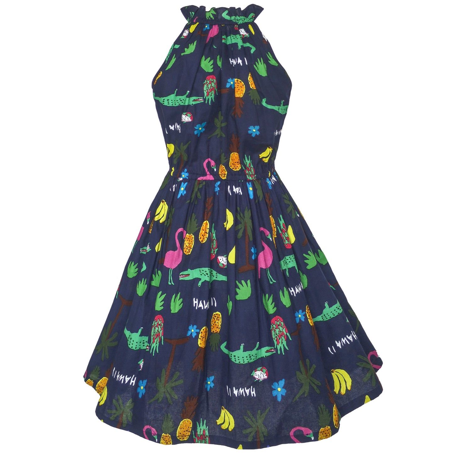 Girls Halter Dress Multicolor Floral Animal Printed Cotton Casual Blue
