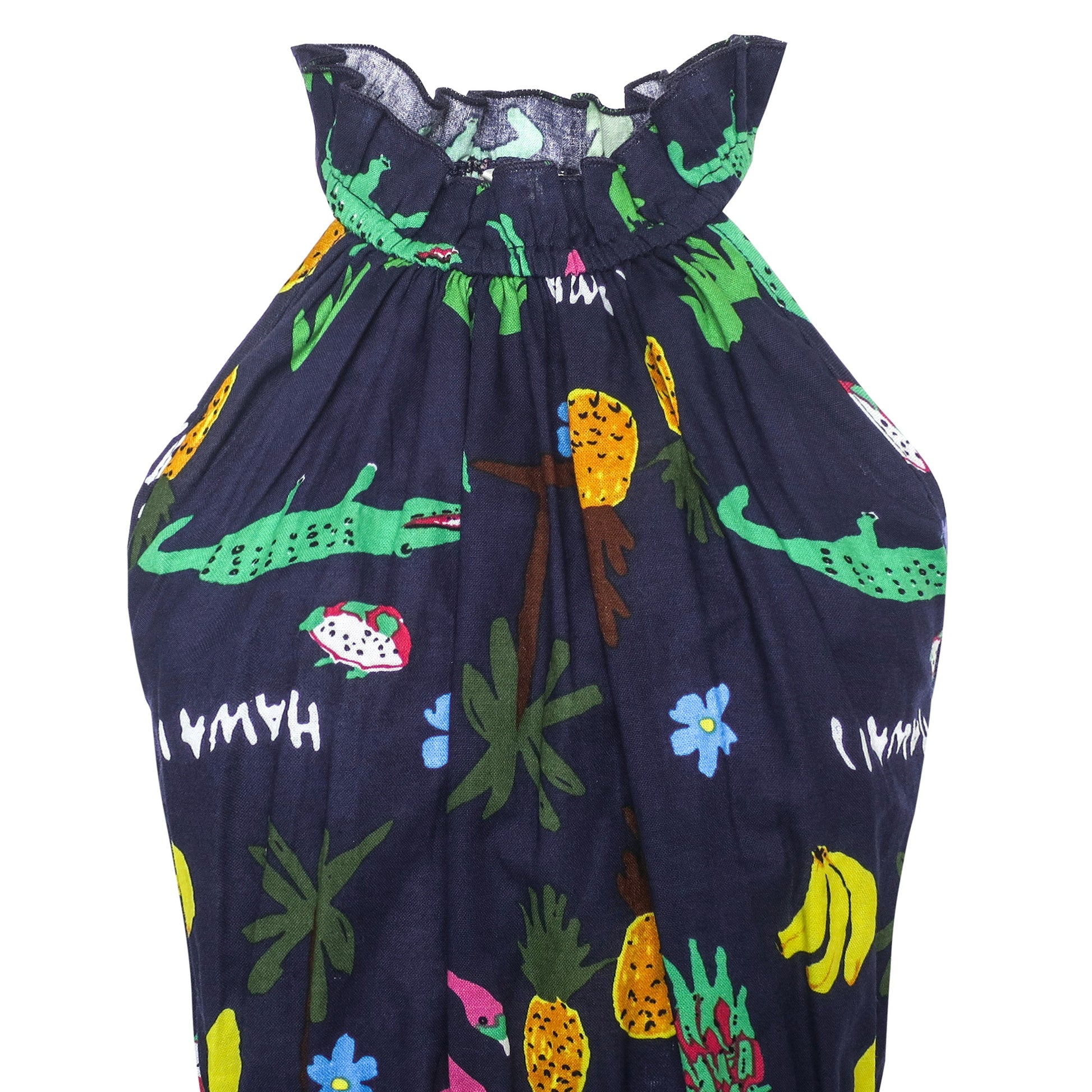 Girls Halter Dress Multicolor Floral Animal Printed Cotton Casual Blue
