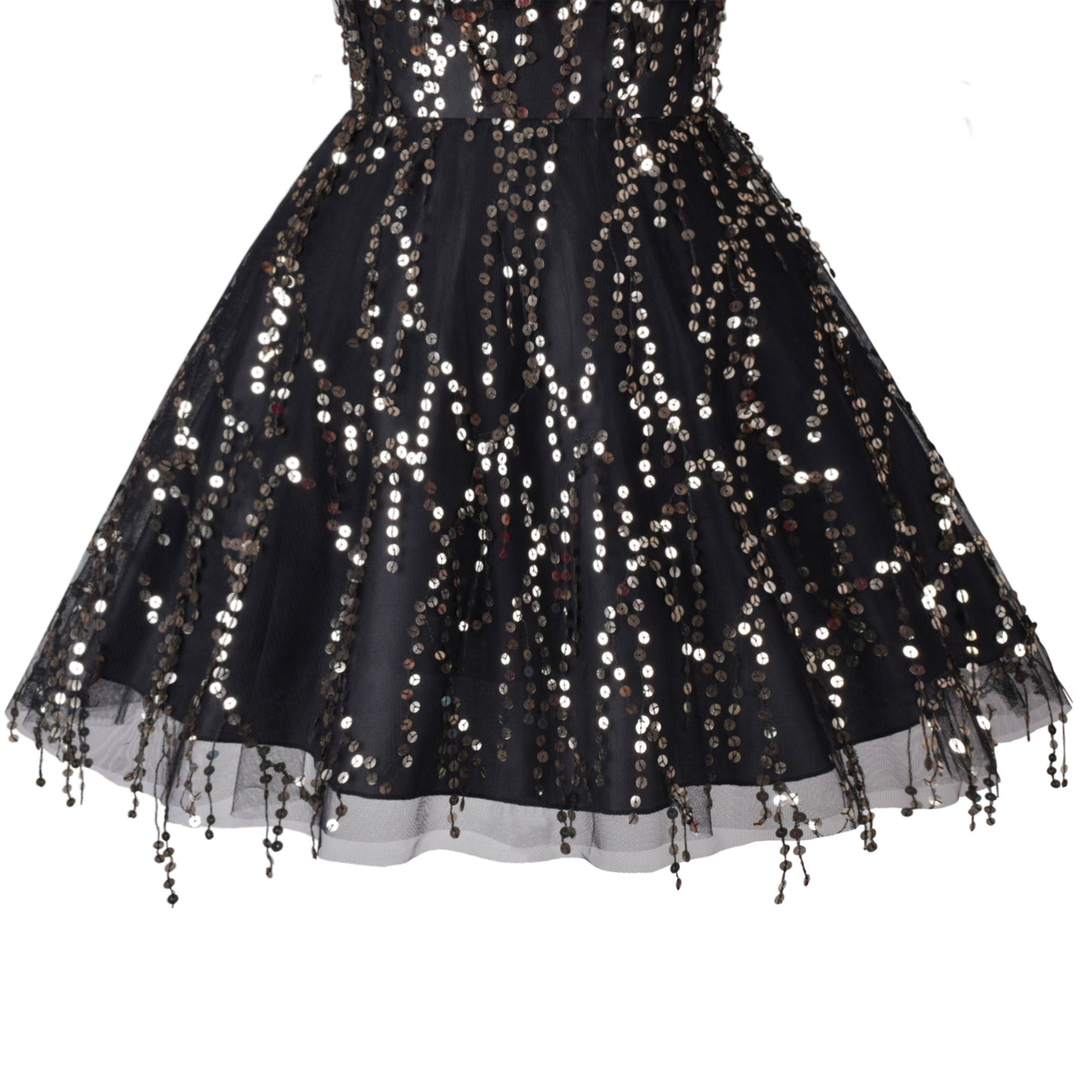 Girls Dress Cold Shoulder Sleeveless Lace Flower Ruffle Black