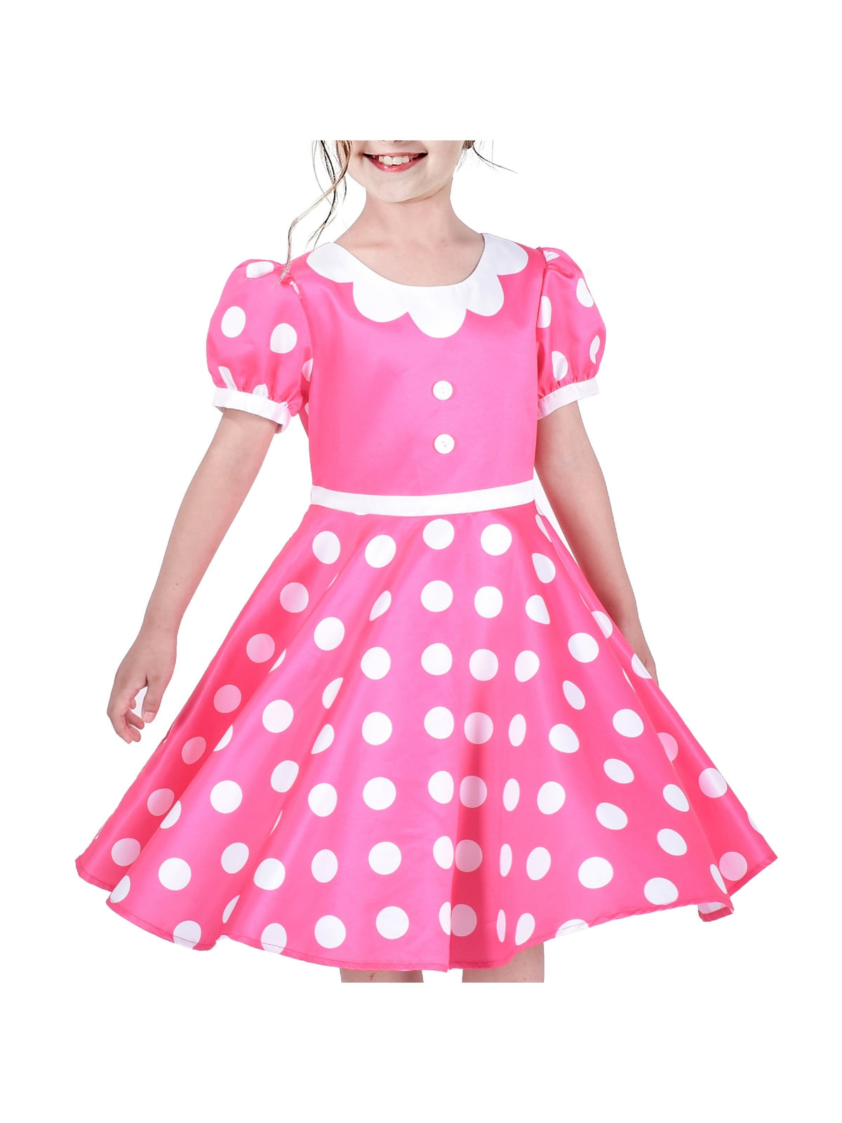 Girls Dress Sequin Shiny Rainbow Color Puffy Ruffle Bud Short Sleeve - Pink Dot