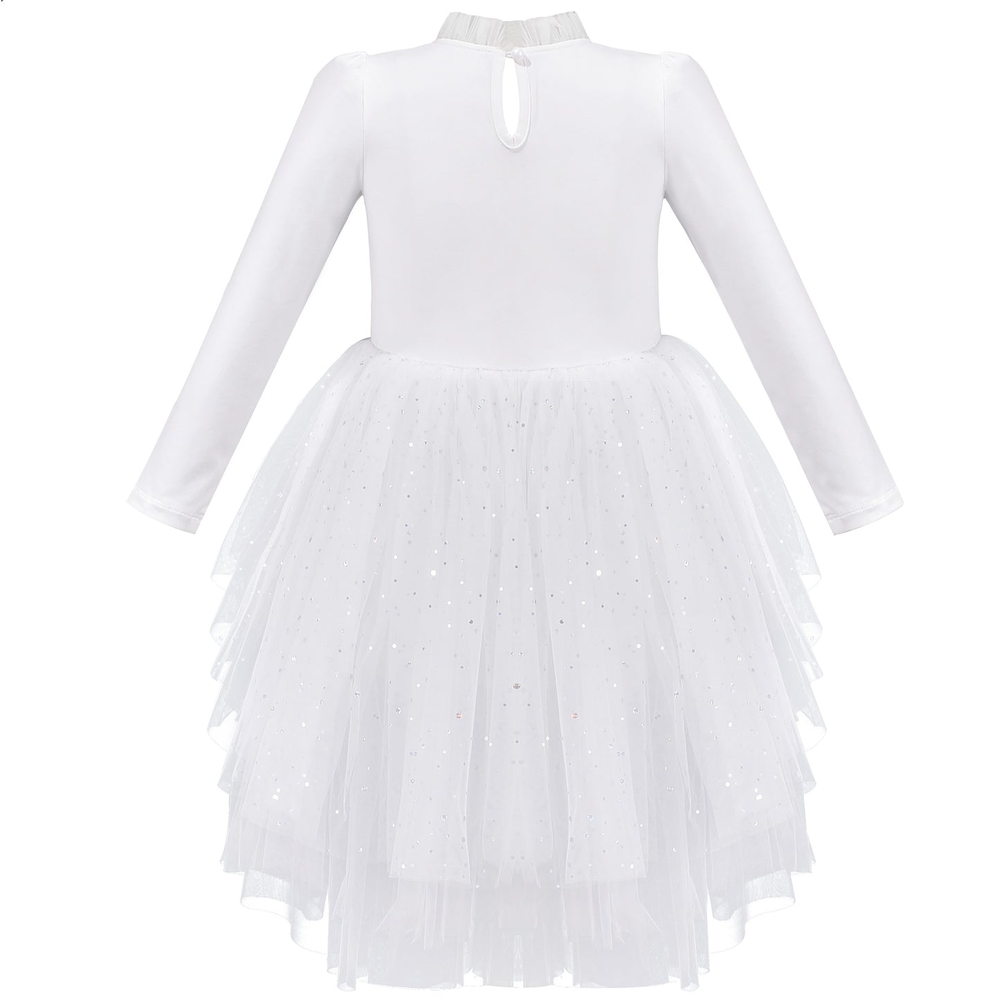 Girls Dress White Glitter Ruffle Tulle First Communion Party Pageant White