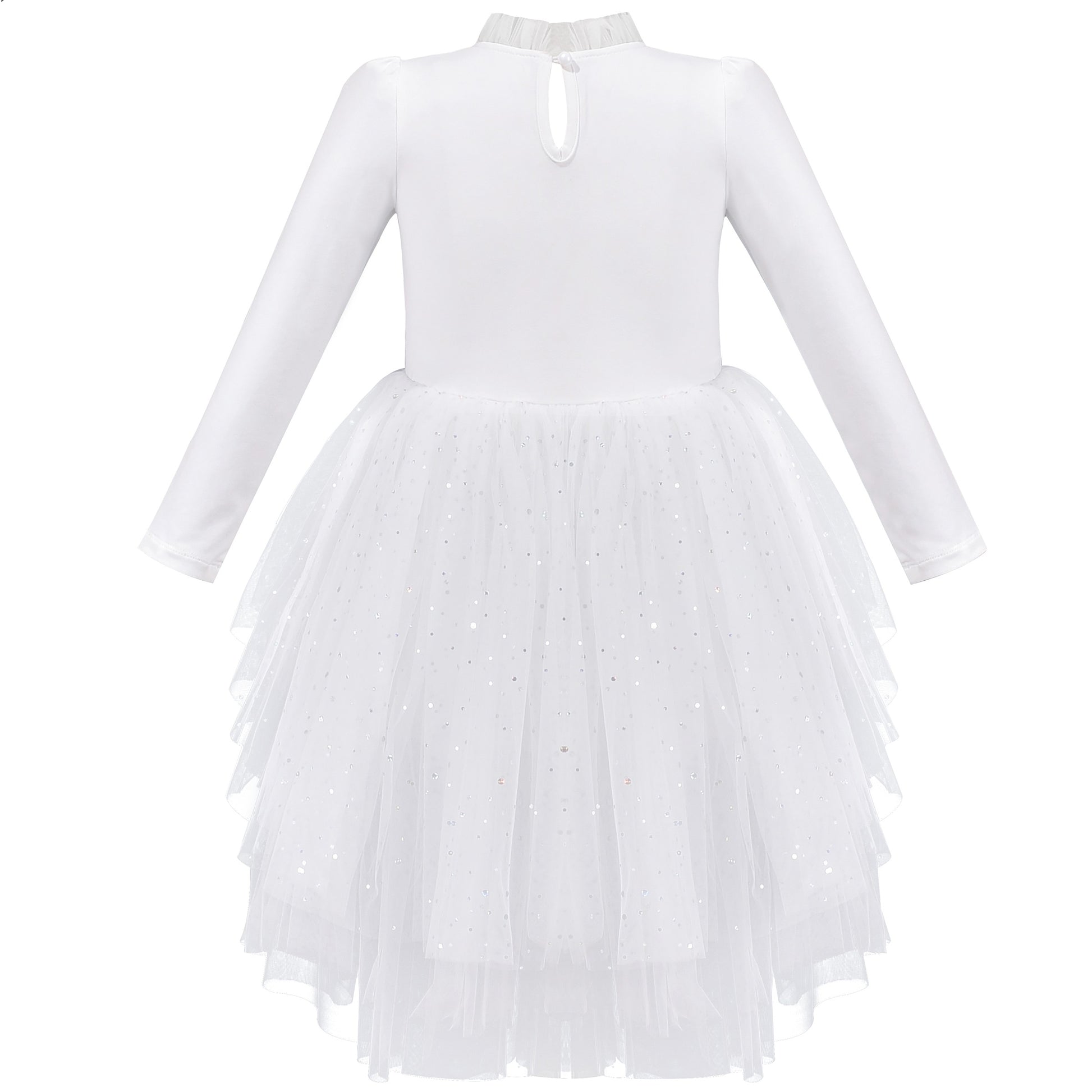 Girls Dress White Glitter Ruffle Tulle First Communion Party Pageant White