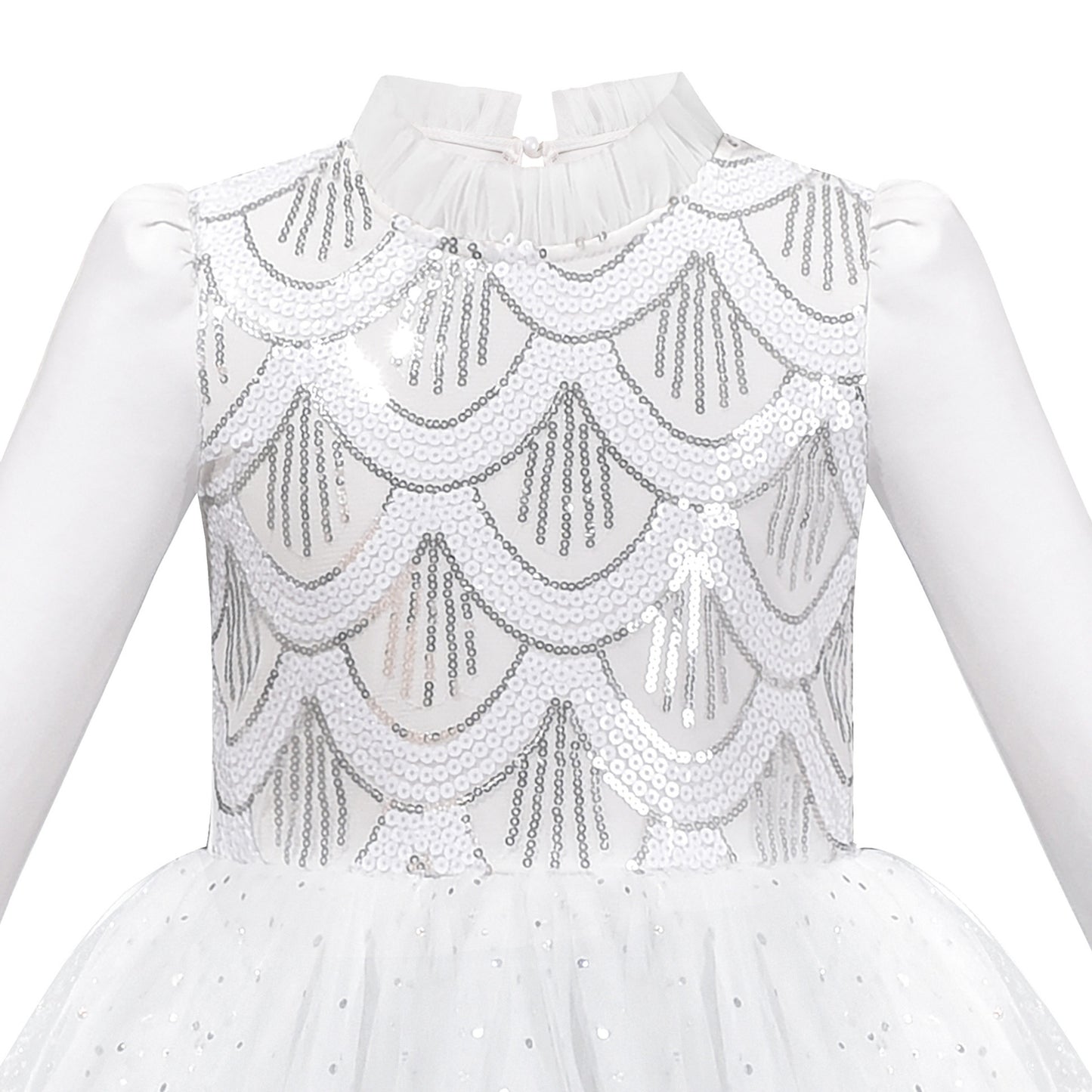 Girls Dress White Glitter Ruffle Tulle First Communion Party Pageant White