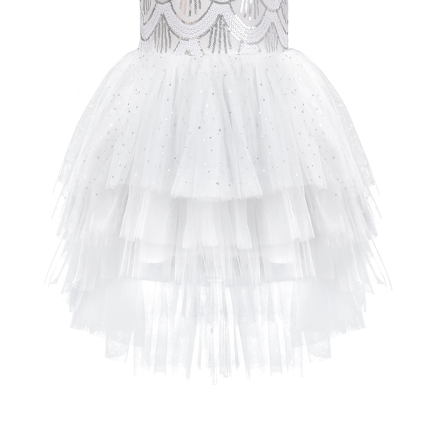 Girls Dress White Glitter Ruffle Tulle First Communion Party Pageant White