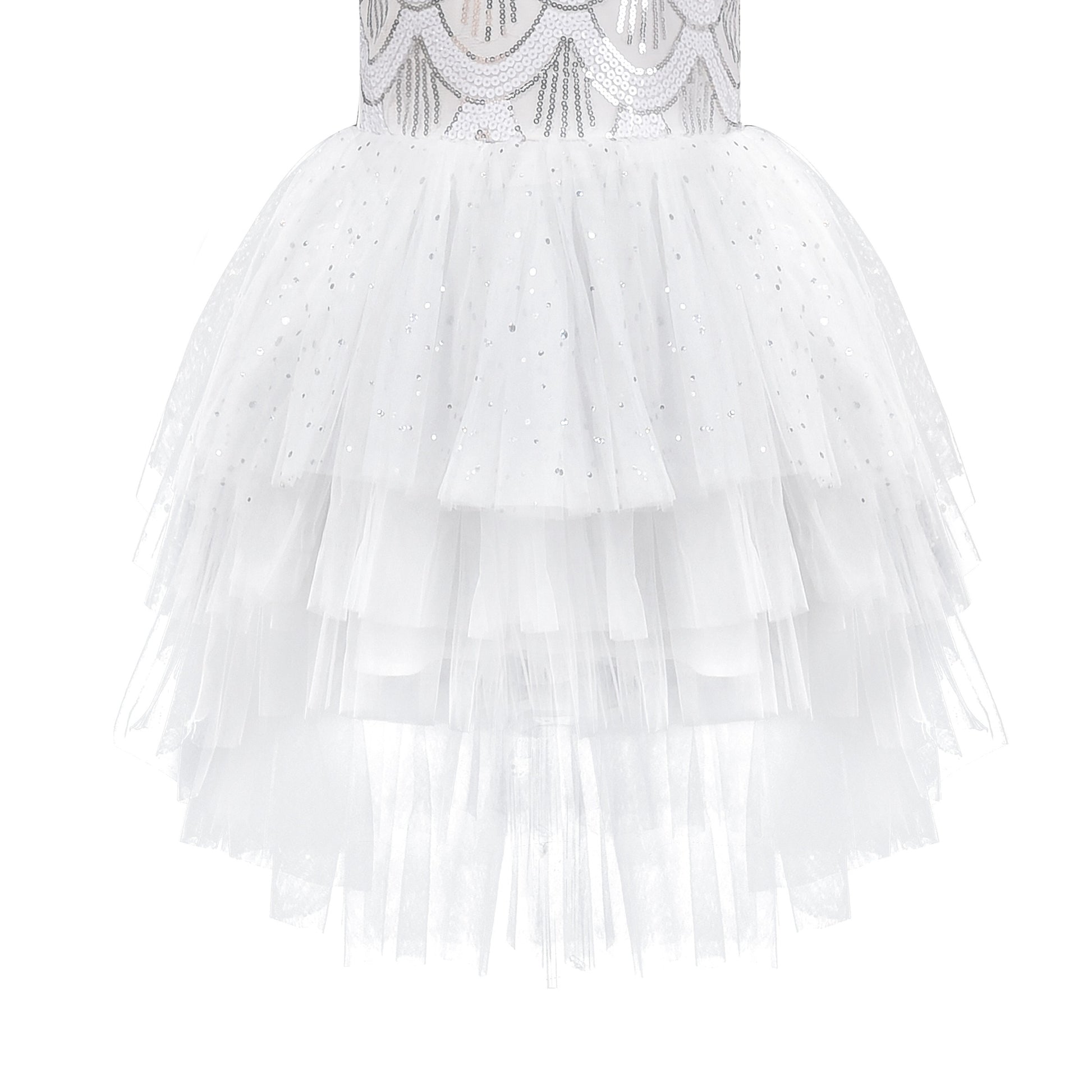 Girls Dress White Glitter Ruffle Tulle First Communion Party Pageant White