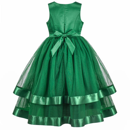 Girls Dress Sleeveless Burgundy Ball Gown Wedding Party Pageant - Evergreen Color