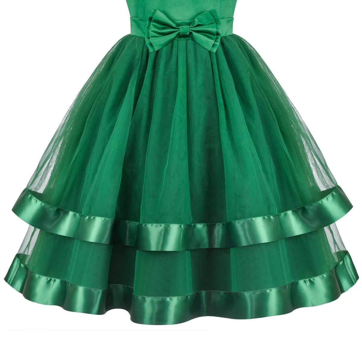 Girls Dress Sleeveless Burgundy Ball Gown Wedding Party Pageant - Evergreen Color