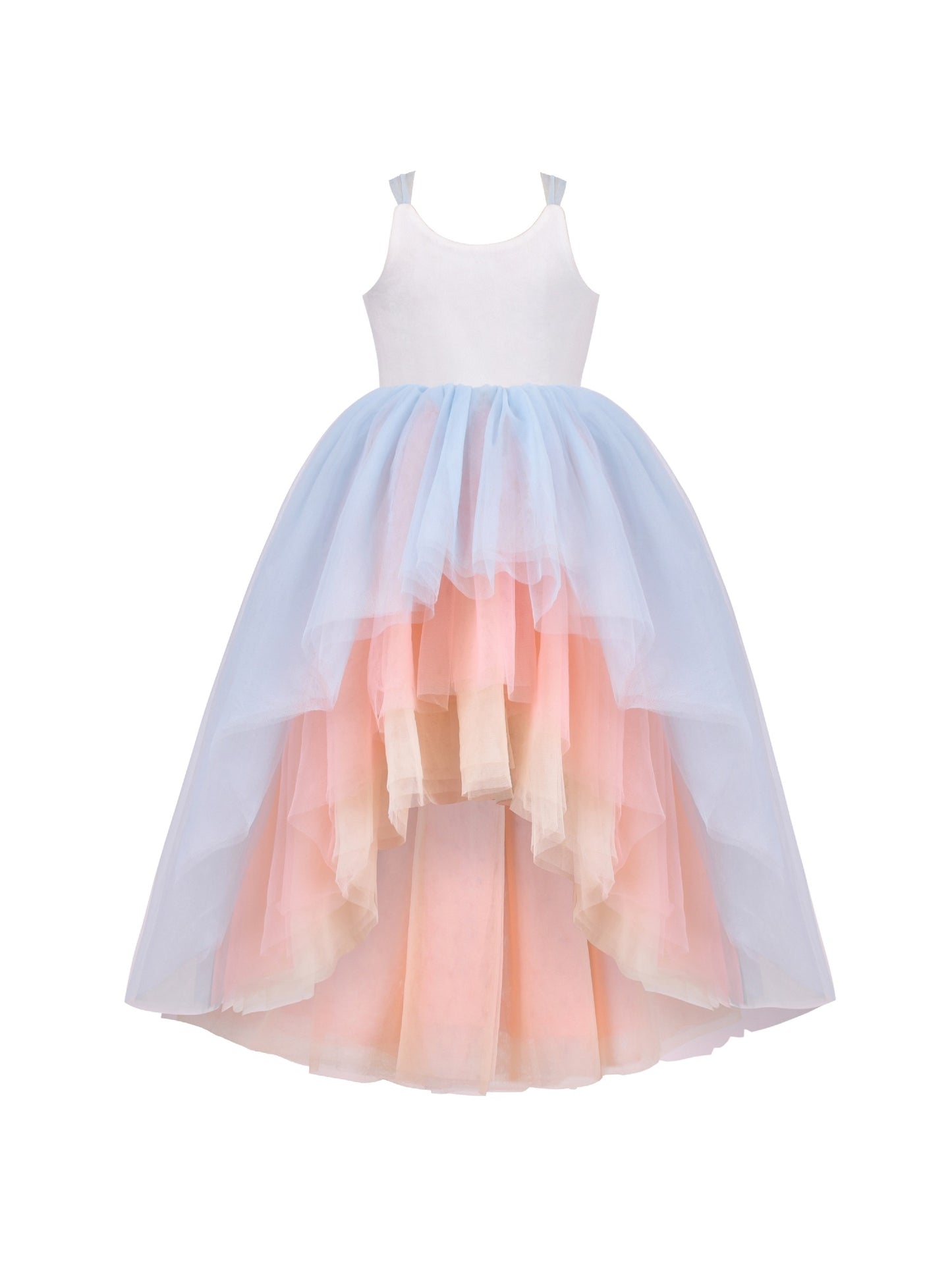 Girls Dress Multicolor Layered Pleated Tulle Dance Wedding Pageant Party Multi-Color