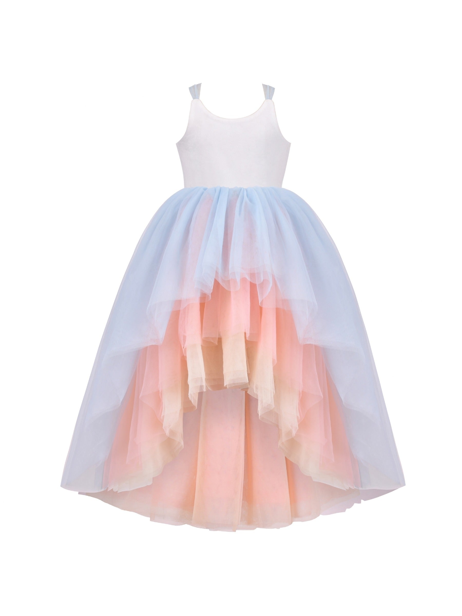 Girls Dress Multicolor Layered Pleated Tulle Dance Wedding Pageant Party Multi-Color