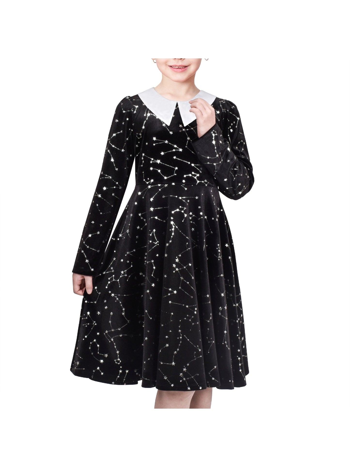 Girls Dress Pink Sequin Butterfly Vintage Long Sleeve Casual Warm Winter Black