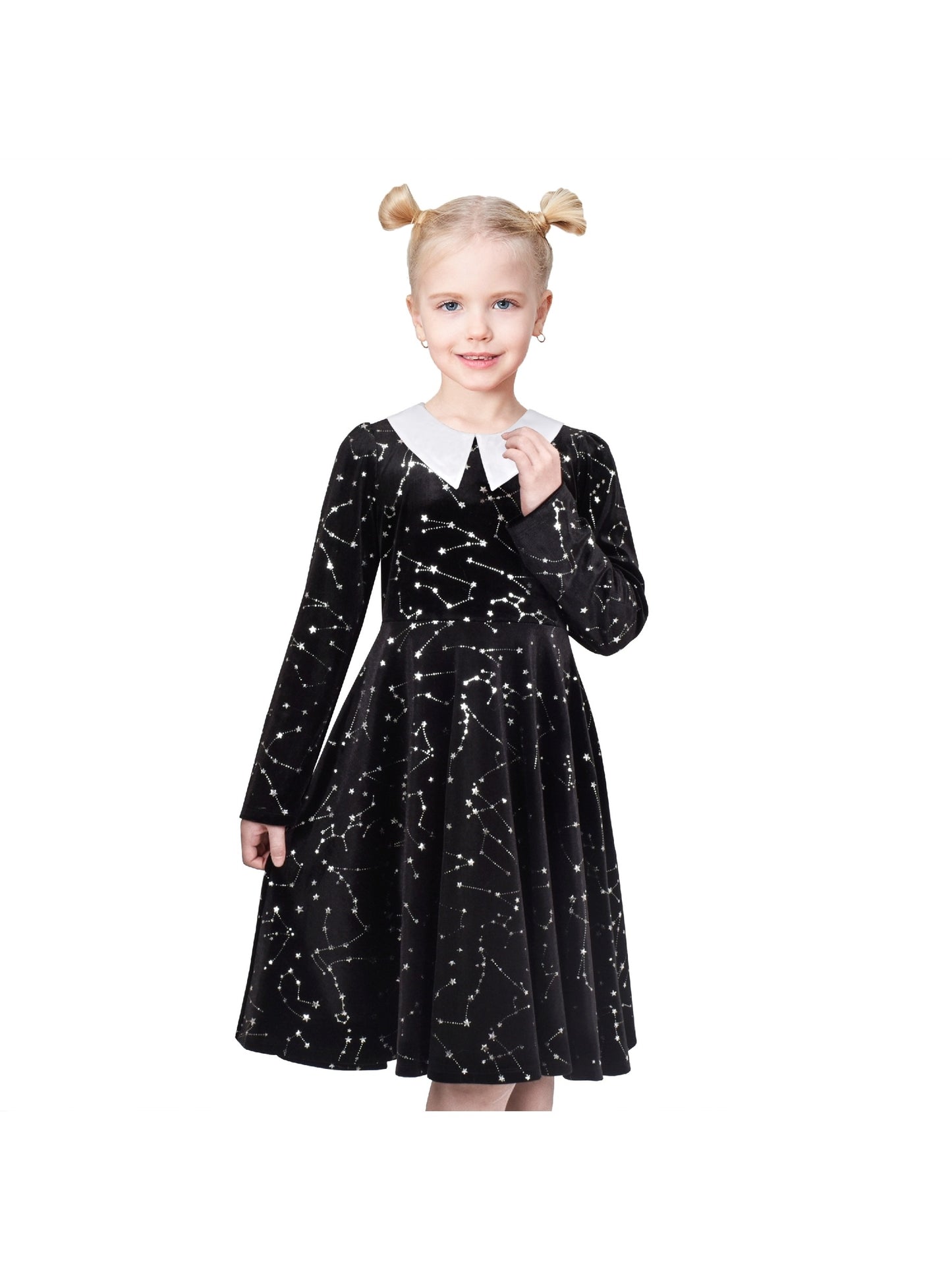 Girls Dress Pink Sequin Butterfly Vintage Long Sleeve Casual Warm Winter Black
