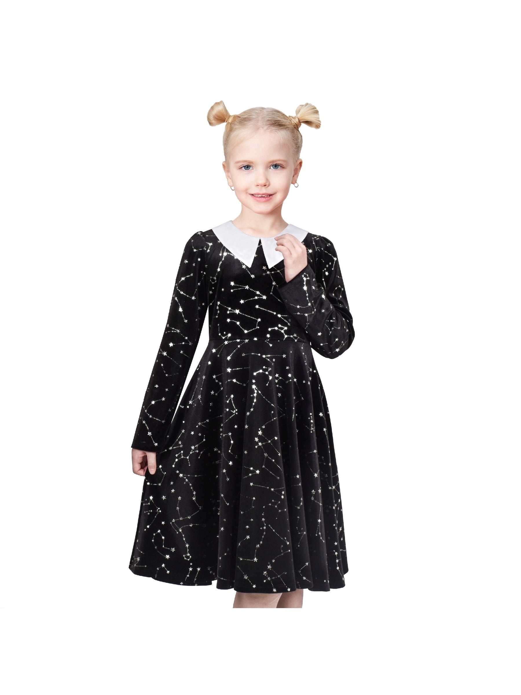Girls Dress Pink Sequin Butterfly Vintage Long Sleeve Casual Warm Winter Black