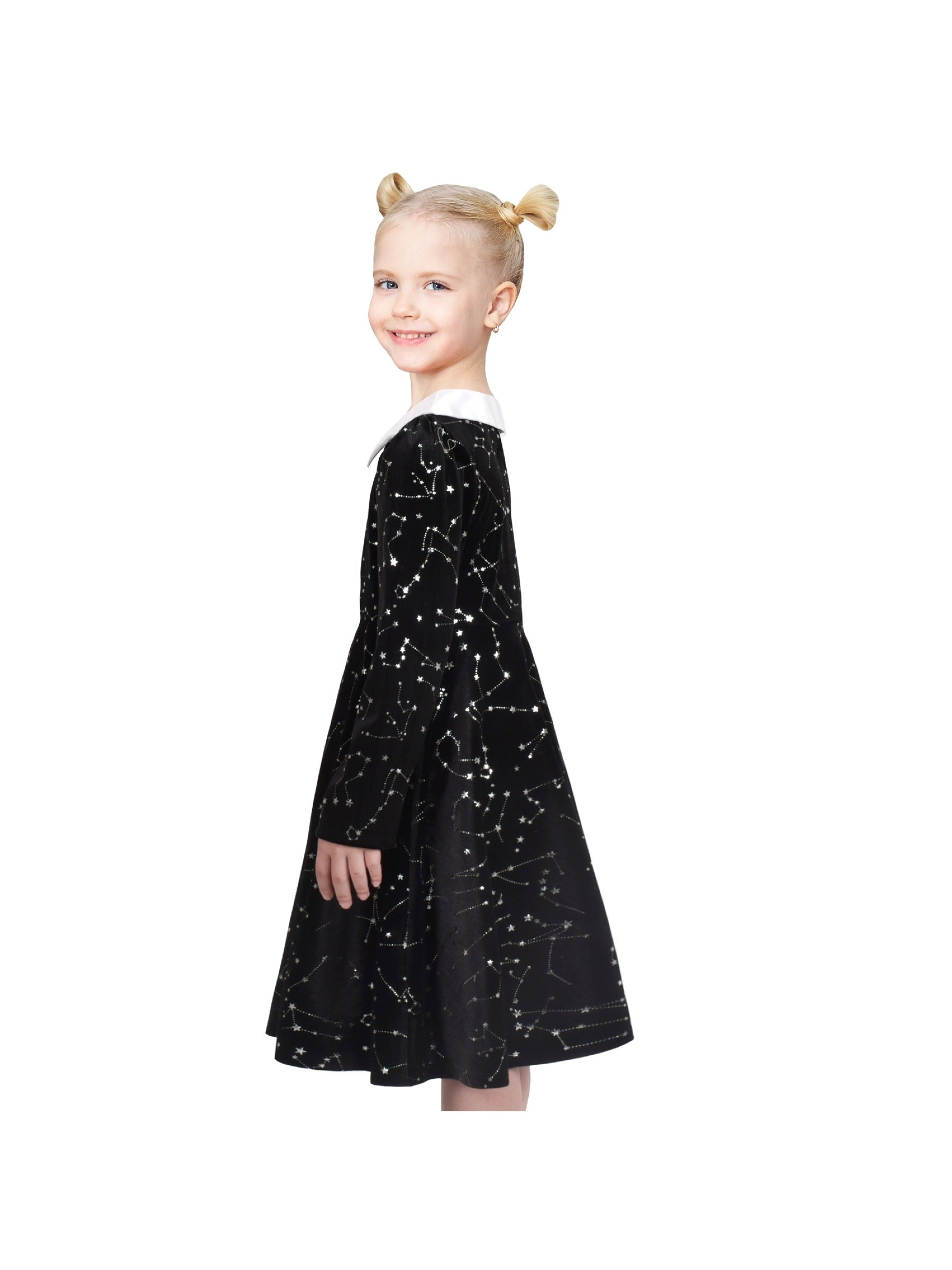 Girls Dress Pink Sequin Butterfly Vintage Long Sleeve Casual Warm Winter Black