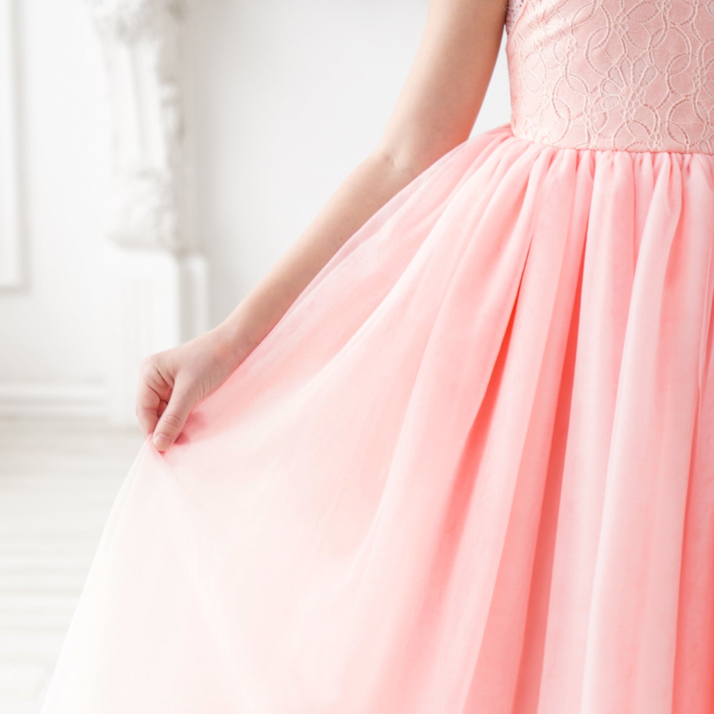 Girls Dress Pink Flower Lace Halter Princess Wedding Bridesmaid Tulle Pink
