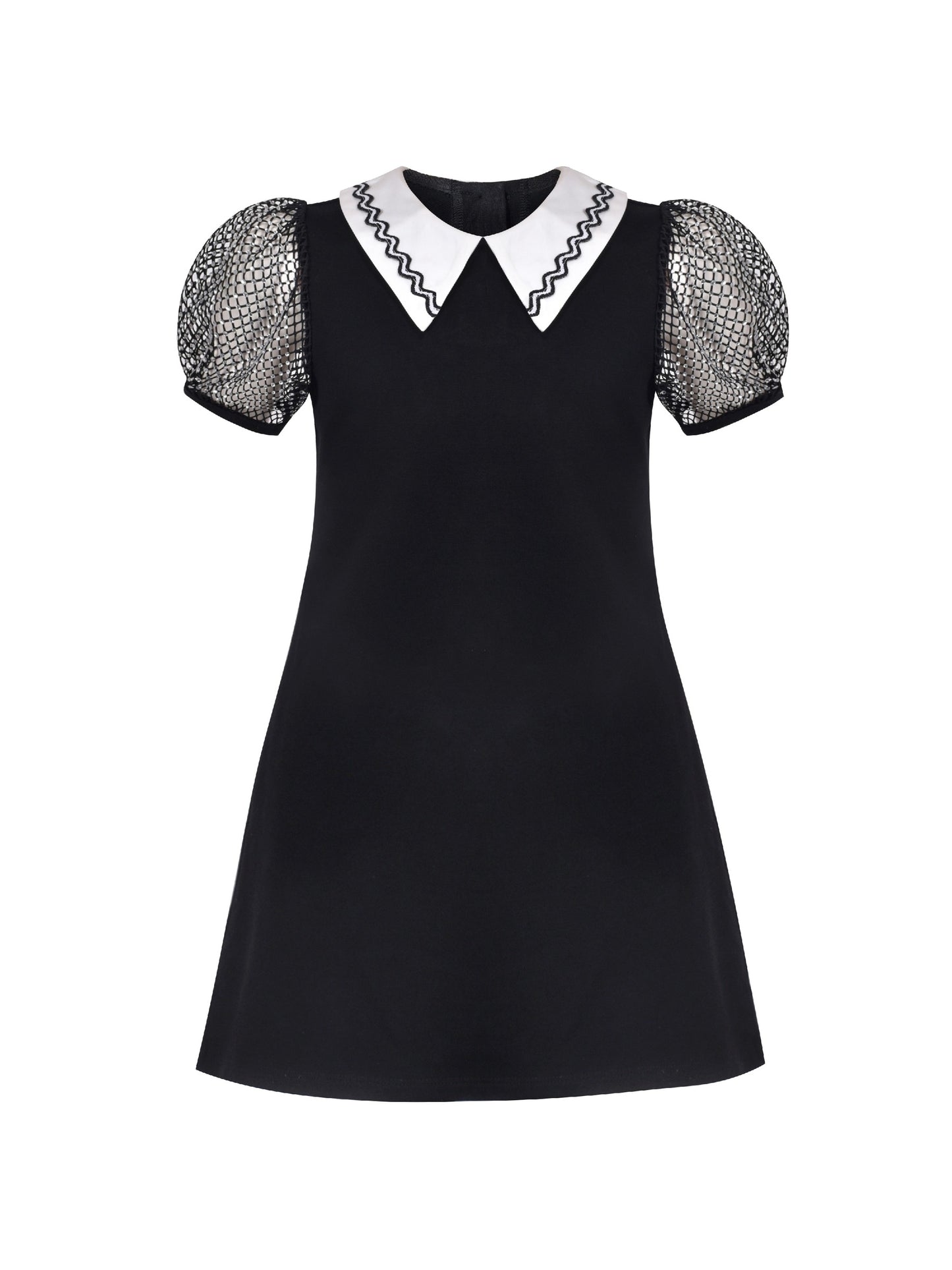 Girls Dress Tee Cotton Sunflower Petal Short Sleeve Black