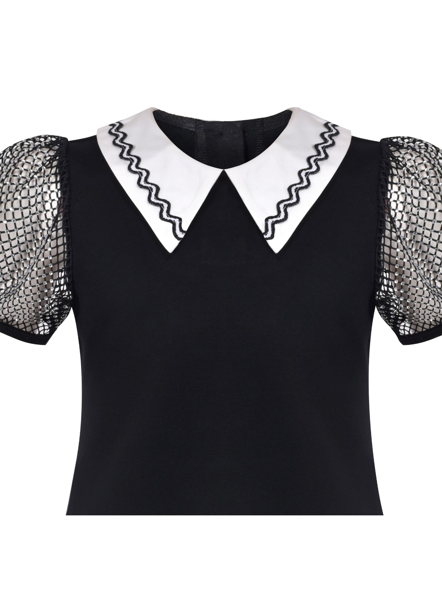 Girls Dress Tee Cotton Sunflower Petal Short Sleeve Black