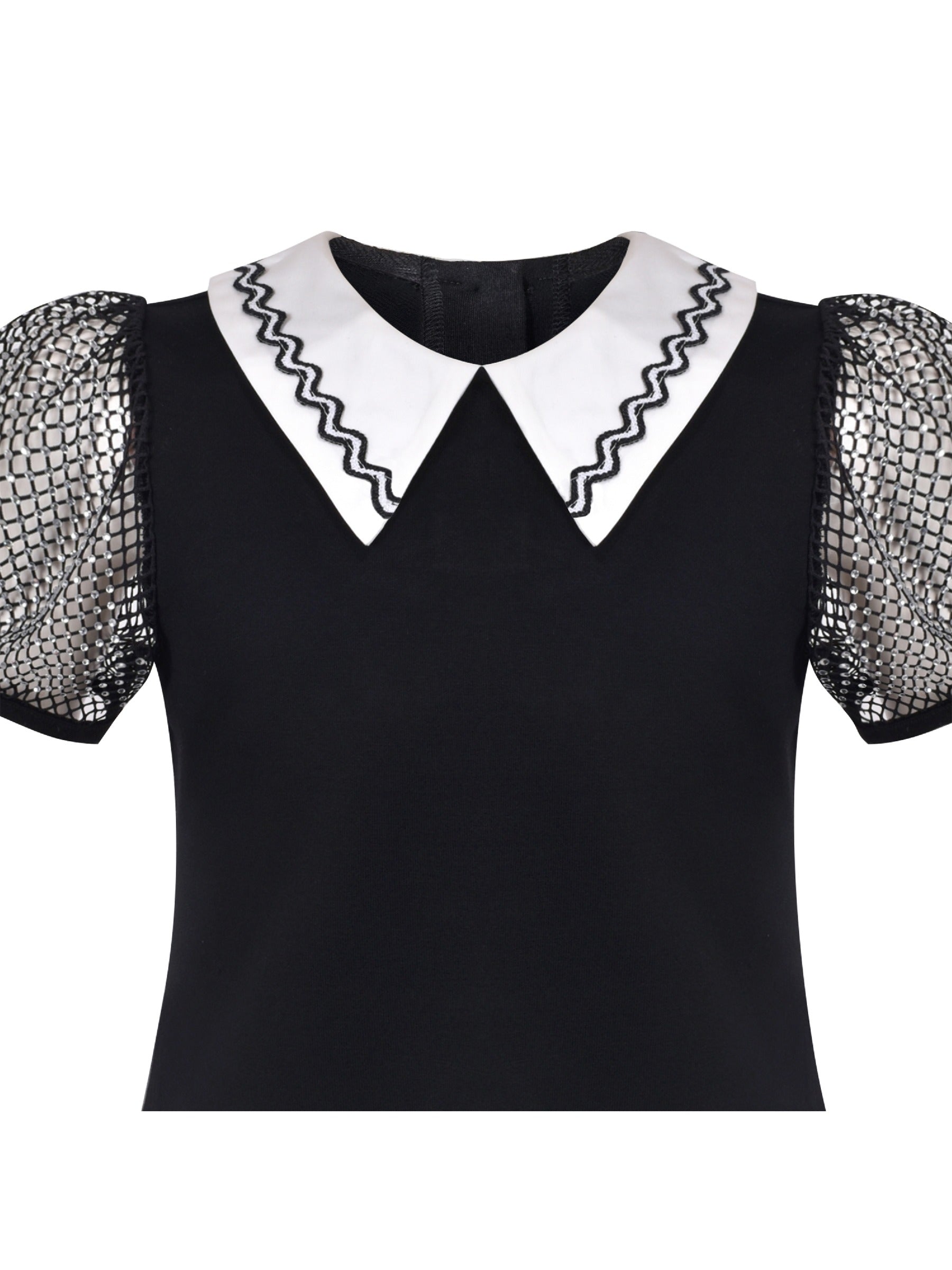 Girls Dress Tee Cotton Sunflower Petal Short Sleeve Black
