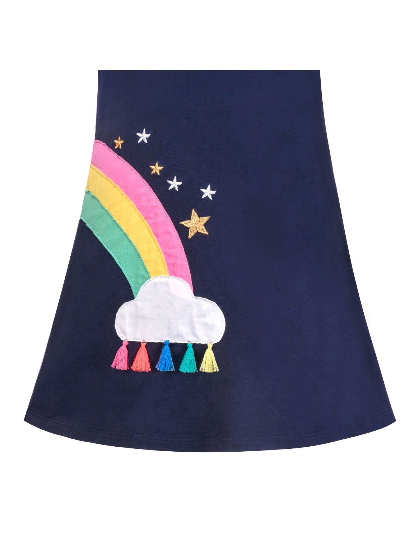 Girls Dress A-line Mermaid Fish Tail Rainbow Ruffle Flare Sleeve Blue