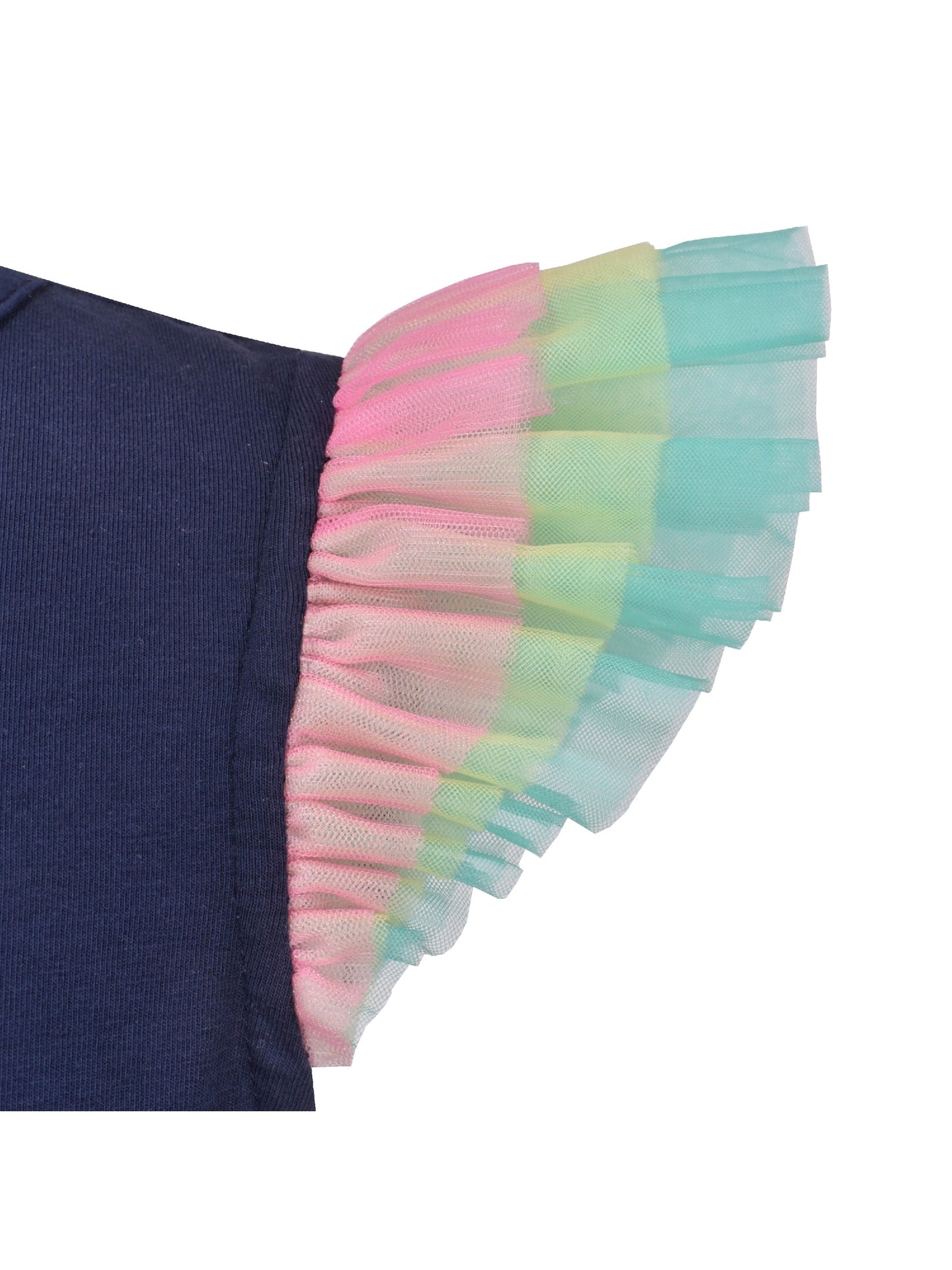 Girls Dress A-line Mermaid Fish Tail Rainbow Ruffle Flare Sleeve Blue