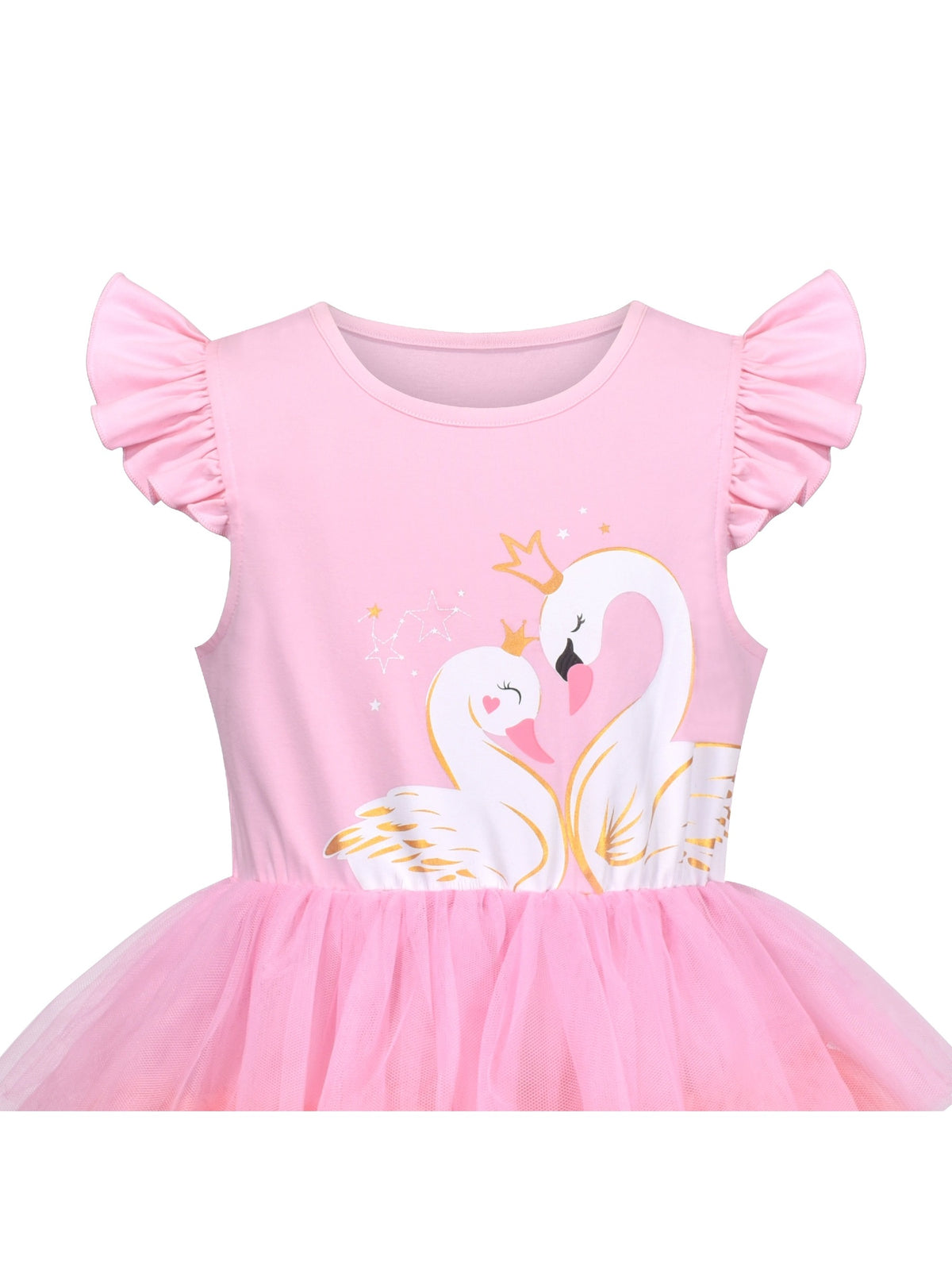 Girls Dress Purple Tutu Dancing Swan Ballet Sparkling Sequin - Pink Swan