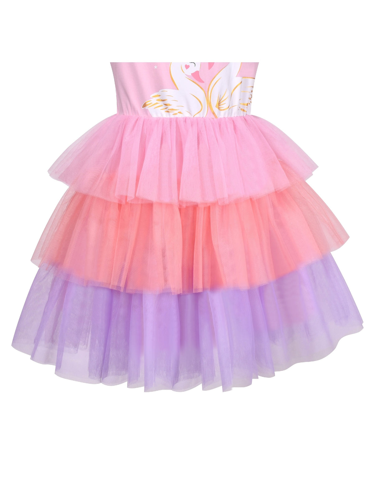 Girls Dress Purple Tutu Dancing Swan Ballet Sparkling Sequin - Pink Swan